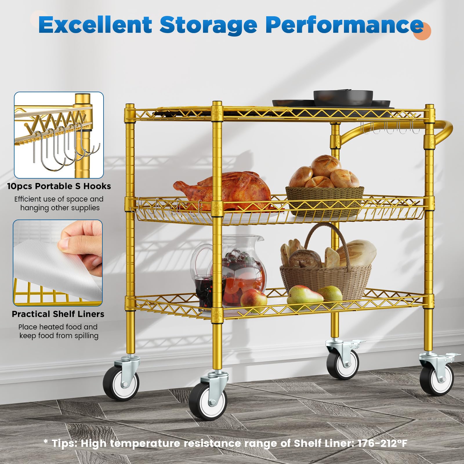 3 Tier Rolling Carts with Wheels
