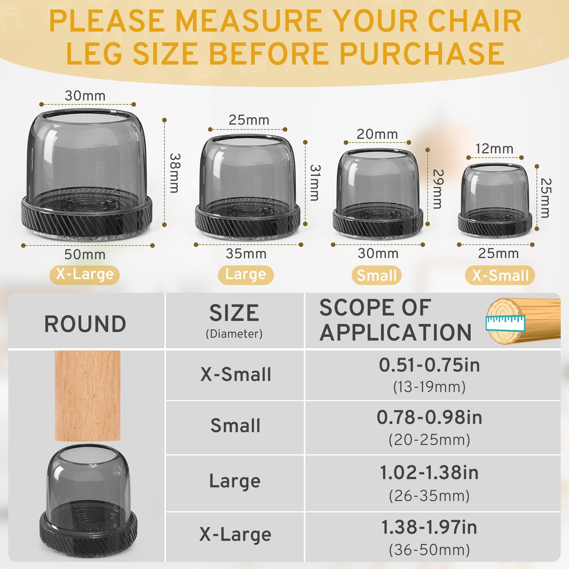 24PCS Round Chair Leg Floor Protectors (24 Count)