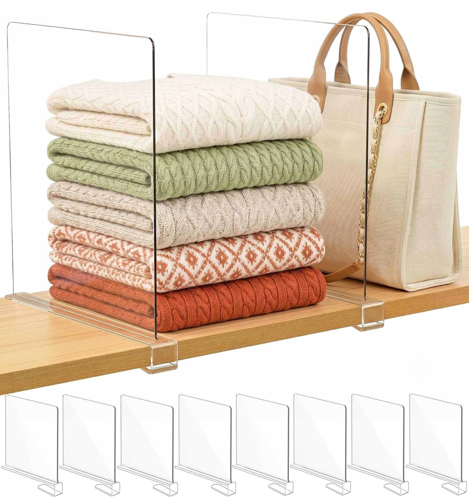 Shelf Dividers Purse Organizer for Closet (8 Count)