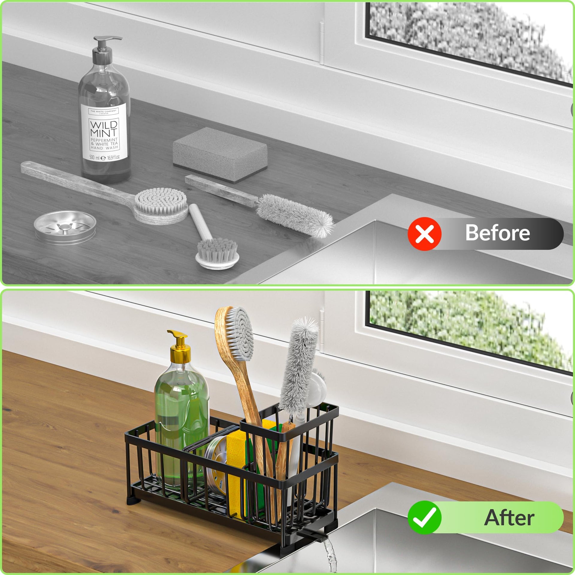 Black Sponge Holder for Kitchen Sink