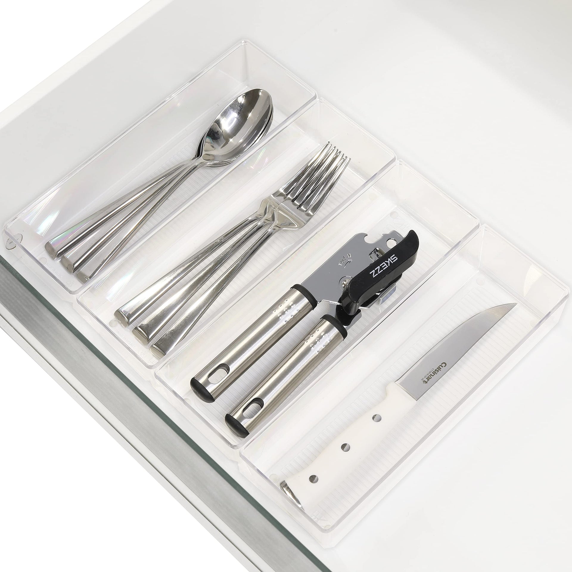 Clear Drawer Organizer for Office Bin Desk Storage (4 Count)
