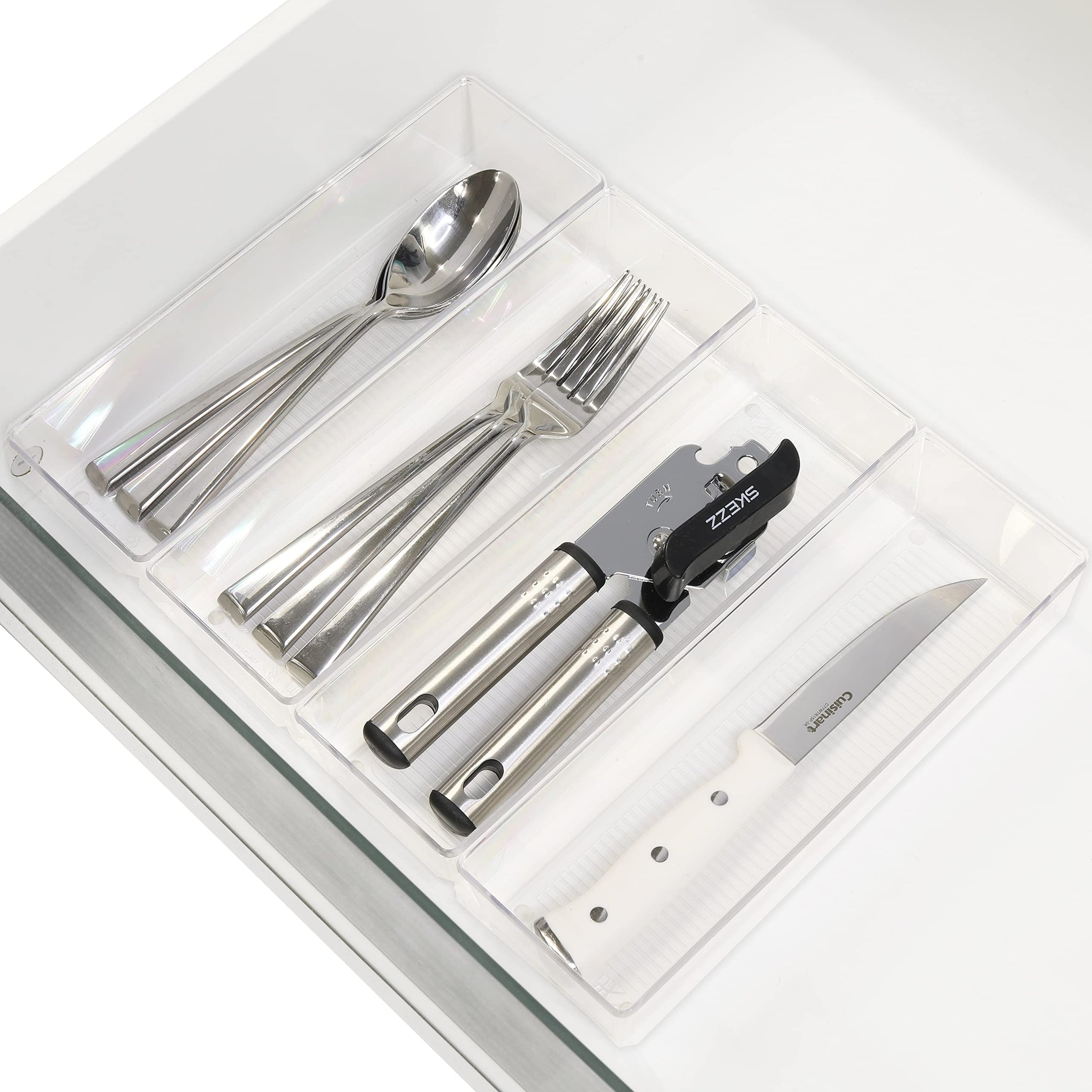 Clear Drawer Organizer for Office Bin Desk Storage (4 Count)