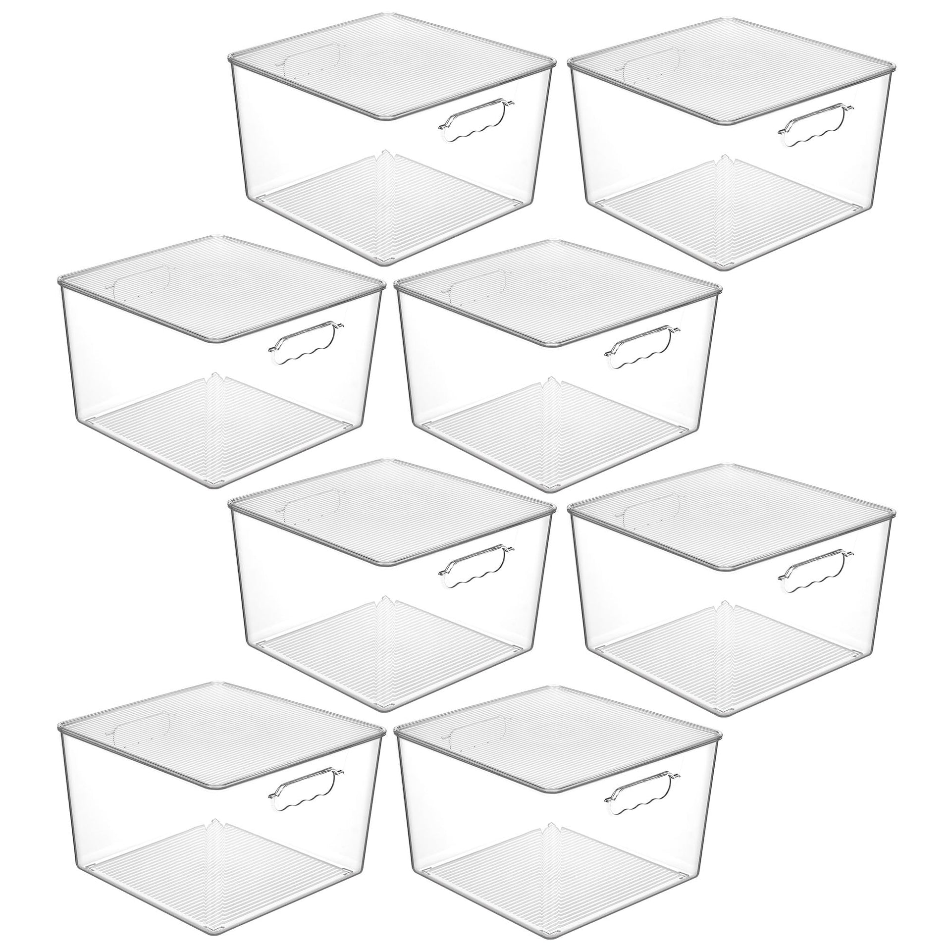 8 Pack Extra Large Clear Stackable Storage Bins with Lids for Cube (8 Count)