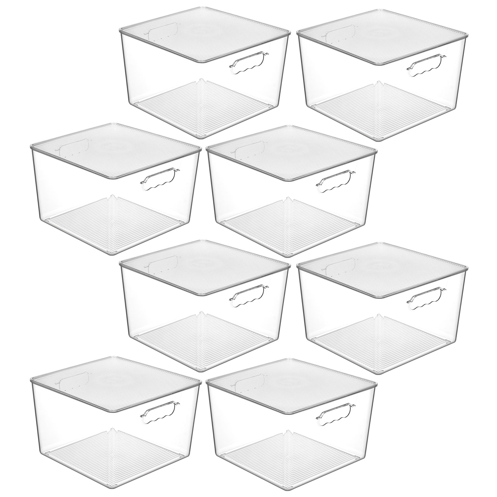 8 Pack Extra Large Clear Stackable Storage Bins with Lids for Cube (8 Count)