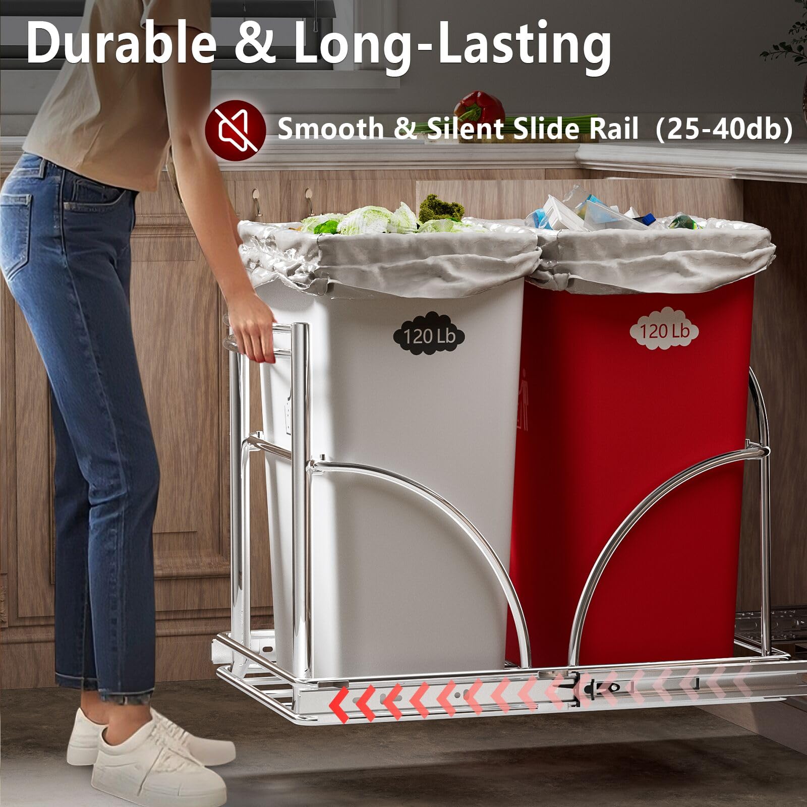 Dual Under Sink Trash Can Heavy Duty Pull Out Trash Can Under Cabinet