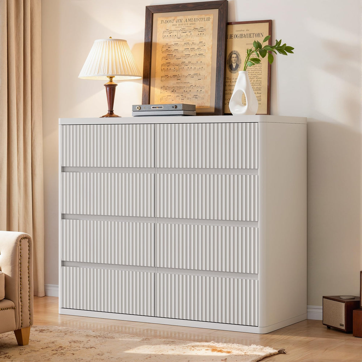 White 8 Drawer Dresser for Bedroom