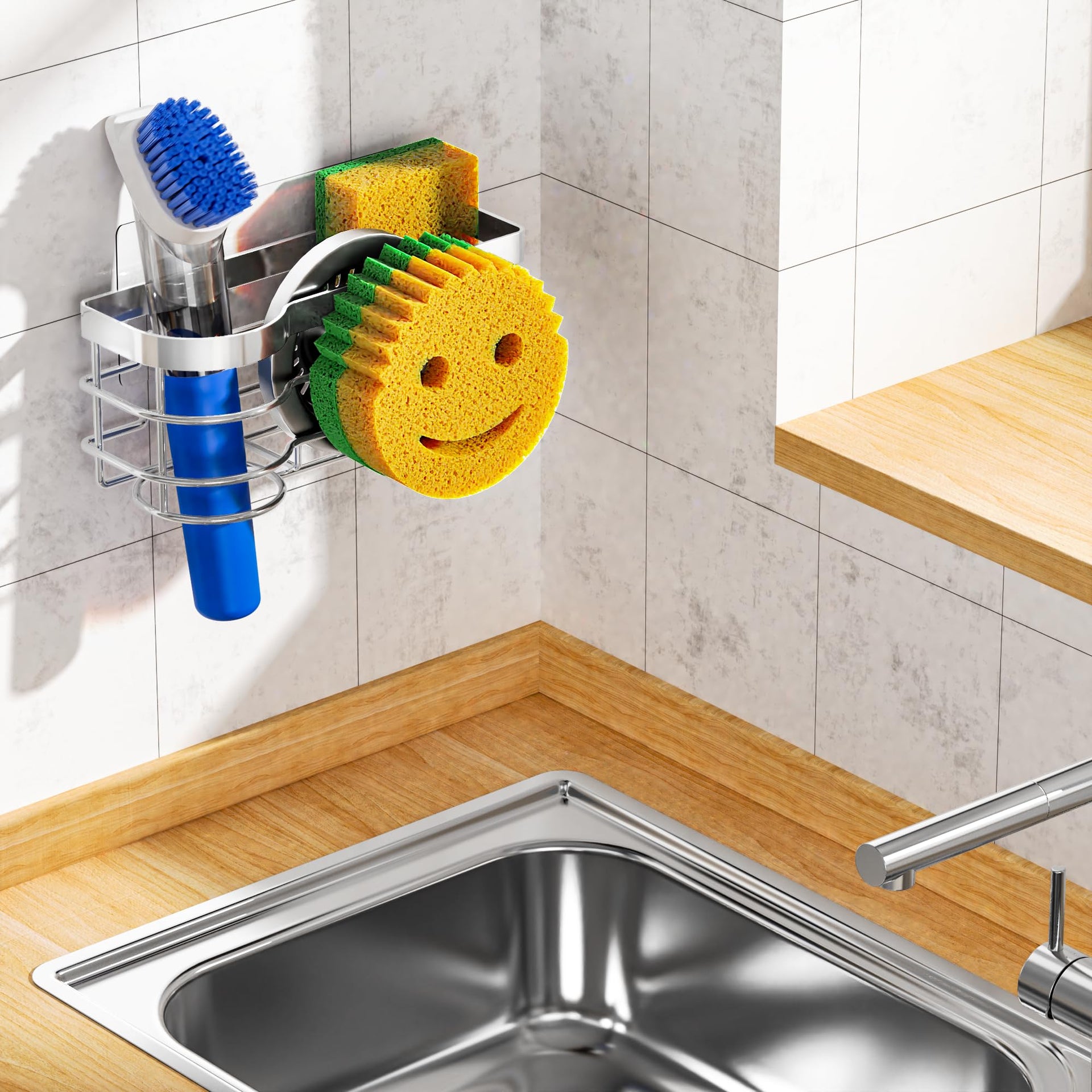 Smiley Sponge Holder for Kitchen Sink Caddy