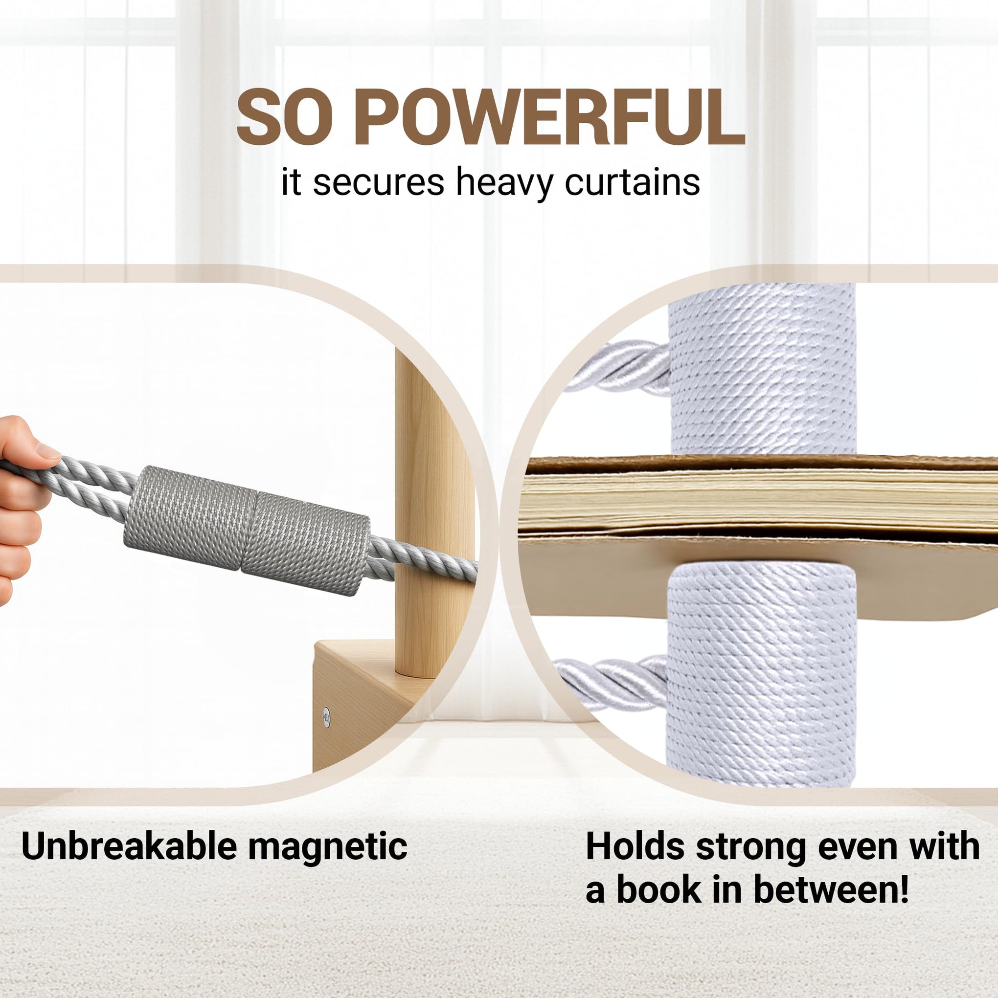 Magnetic Curtain Tiebacks Grey 2pcs (2 Count)