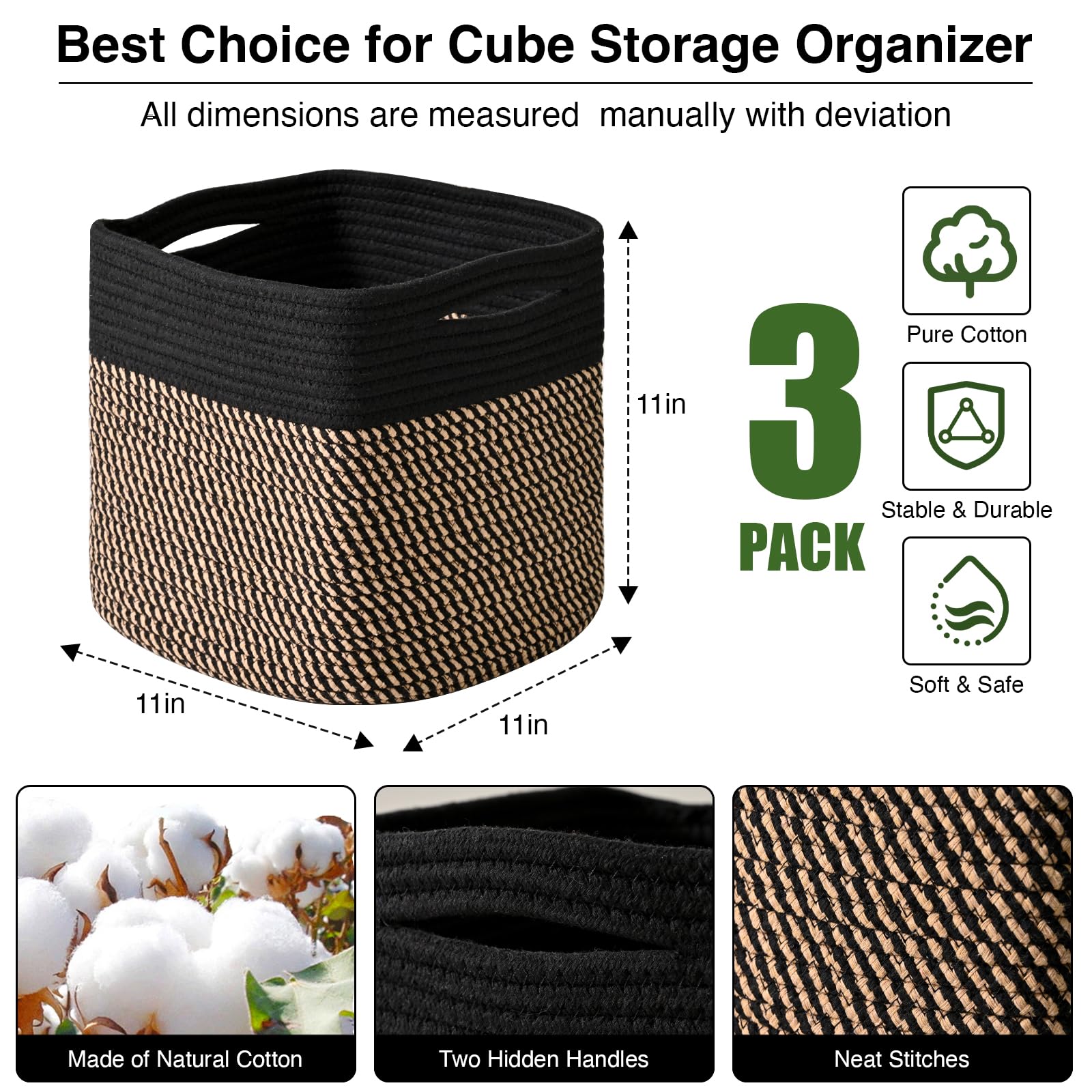 11 Inch Cube Storage Bins (3 Count)