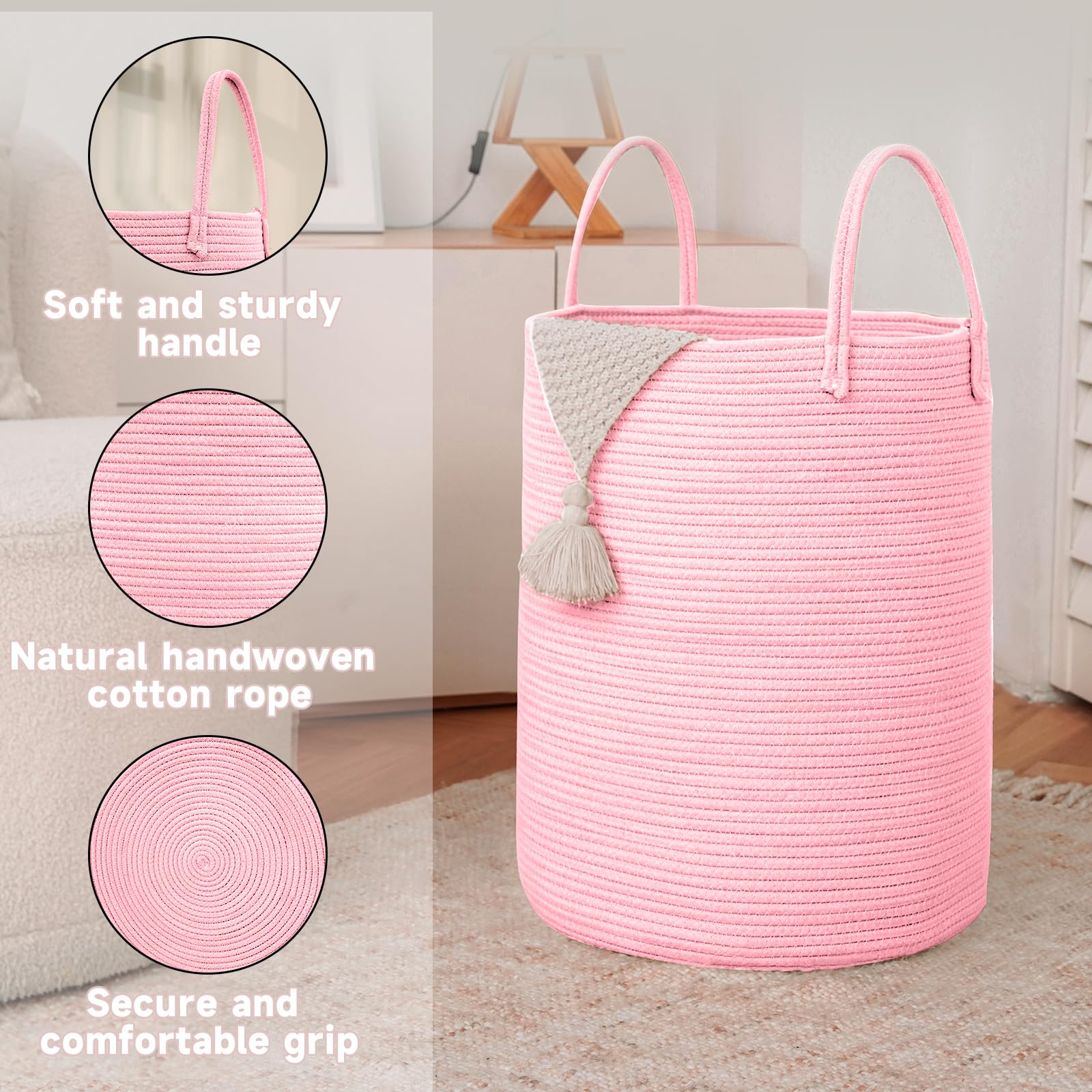 80L Cotton Rope Laundry Basket Hamper