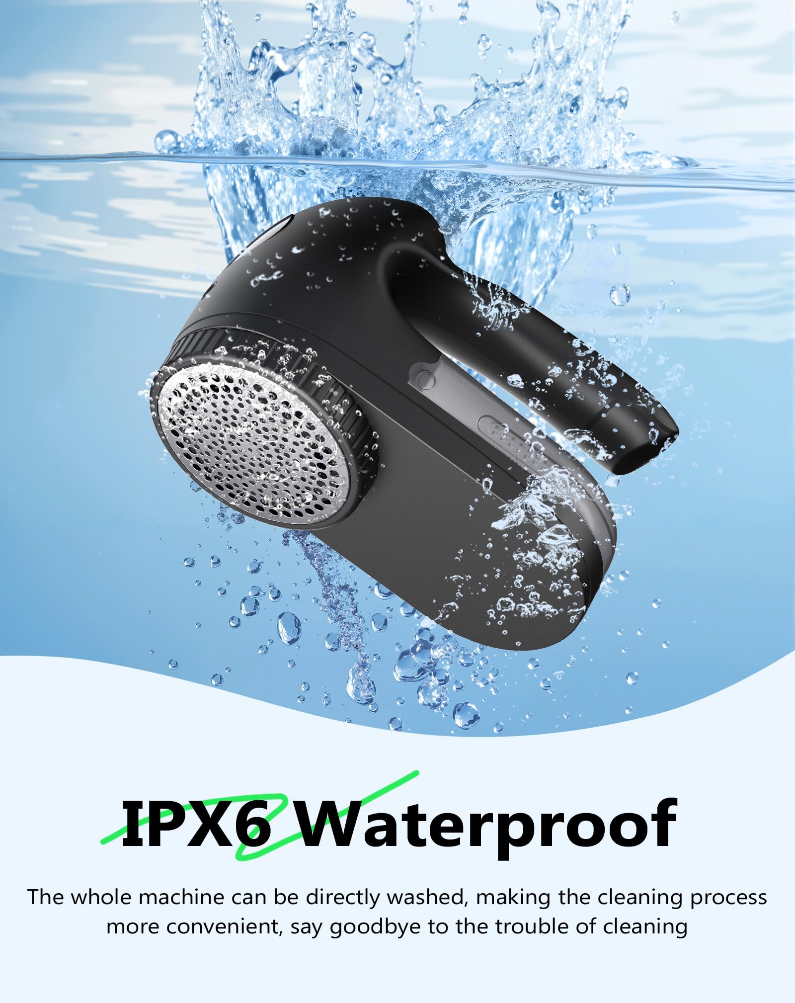 IPX6 Waterproof Washable Electric Fabric Shaver and Lint Remover