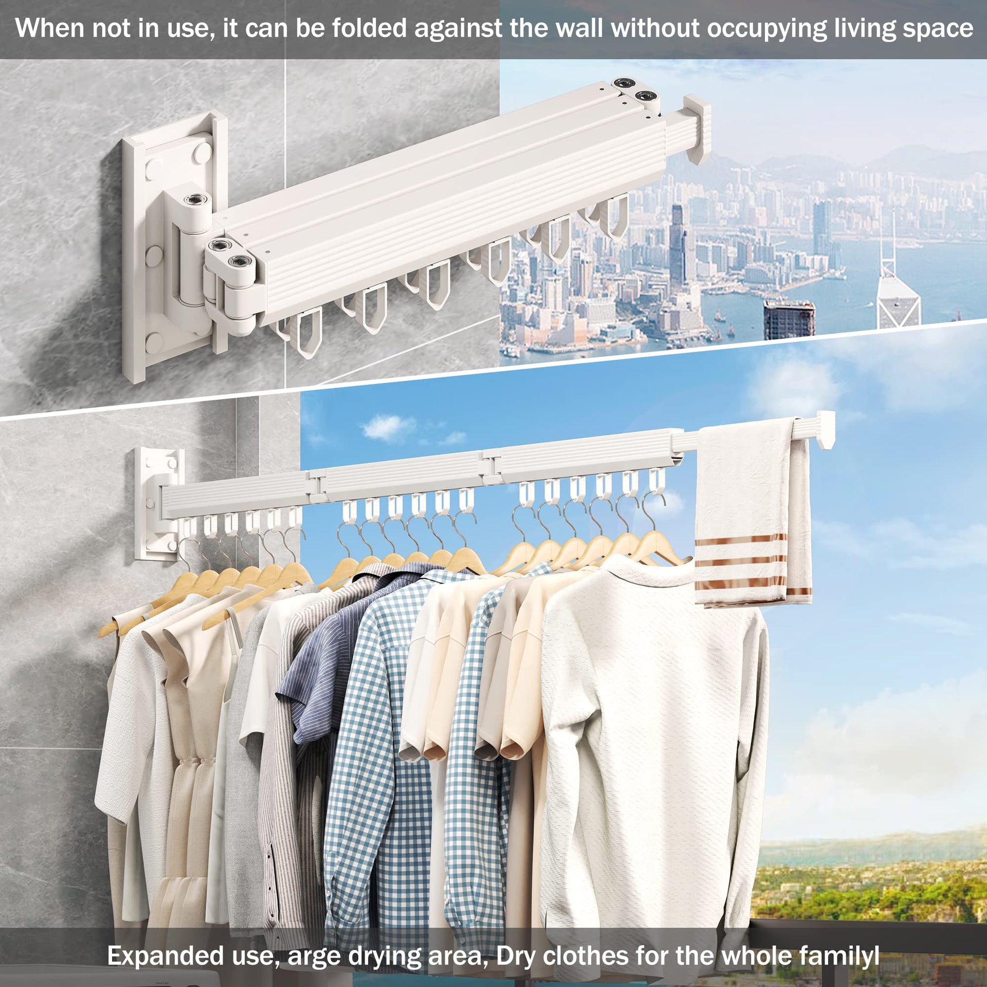 Wall Mounted Foldable Clothes Drying Rack
