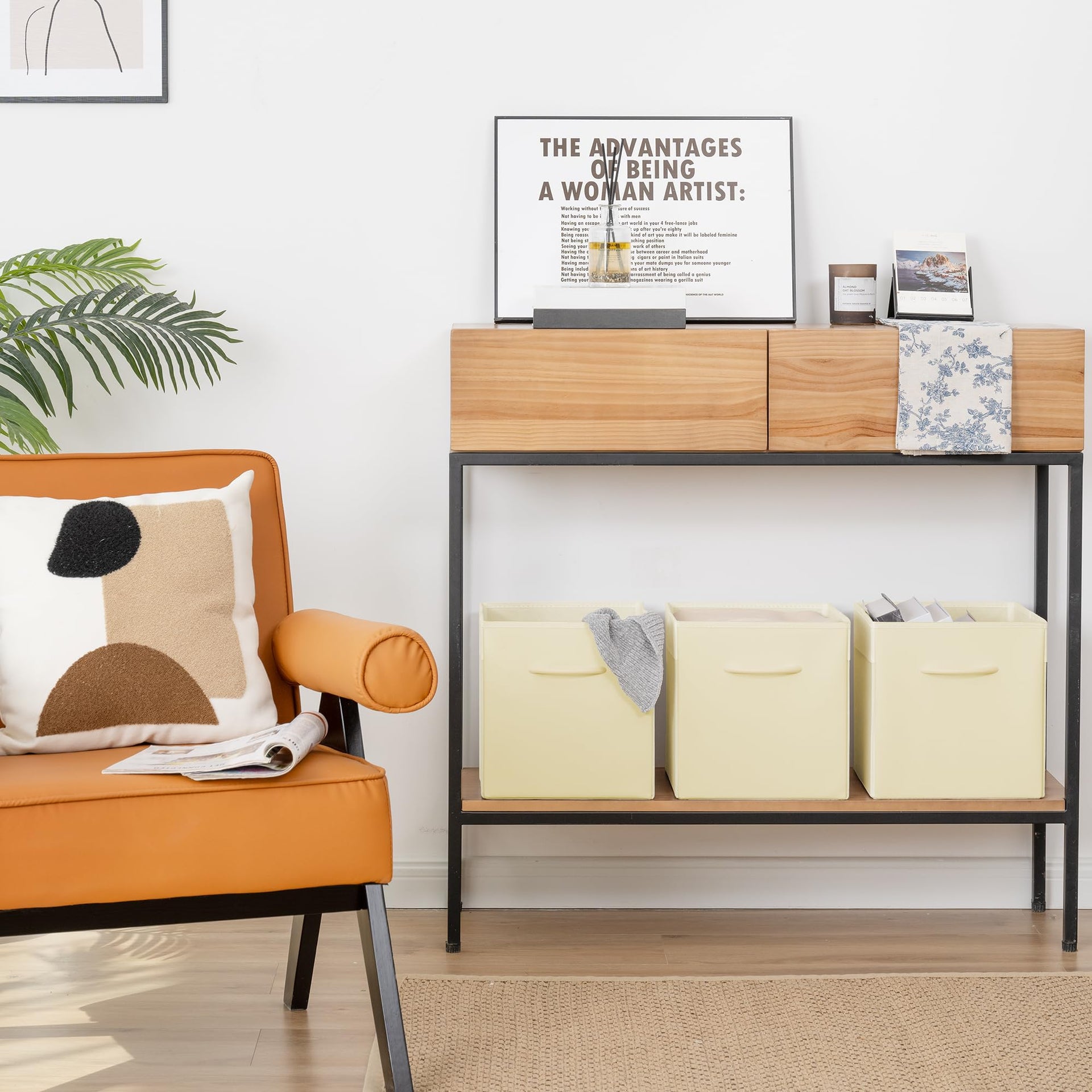 11in Leather Cube Storage Bins (4 Count)