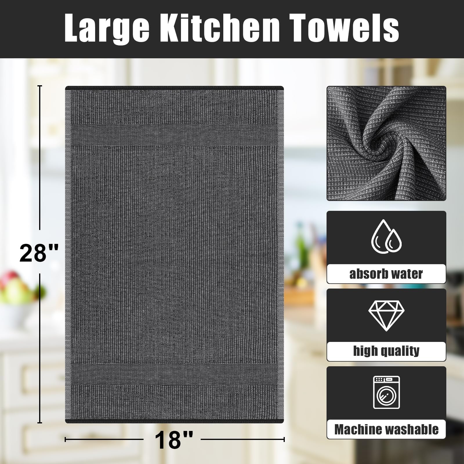 380 GSM Cotton Premium Kitchen Towels 3 Pack (3 Count)