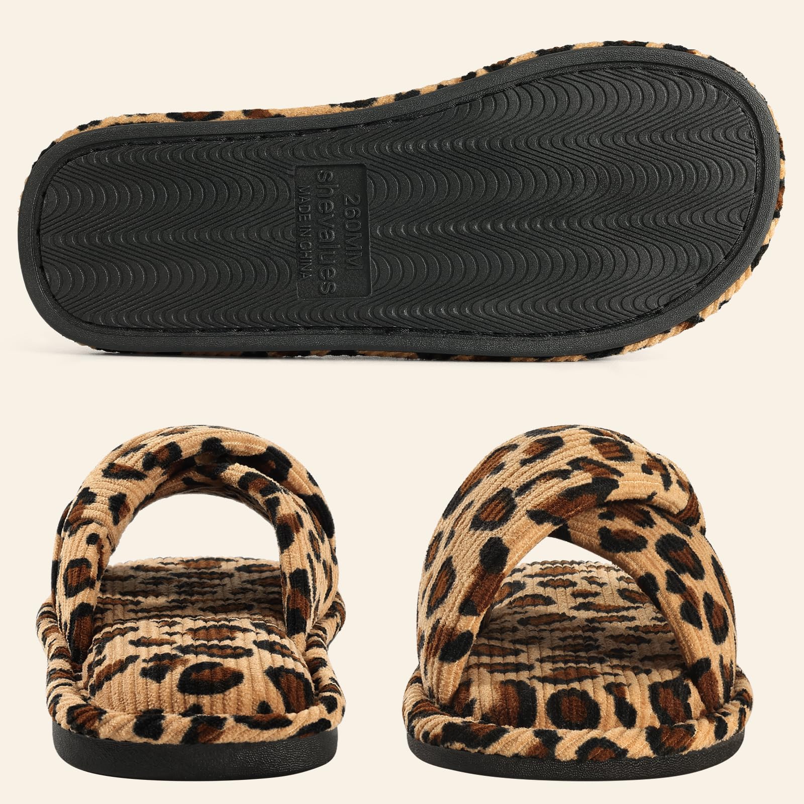 Summer House Slippers for Women Corduroy Open Toe Indoor Slippers