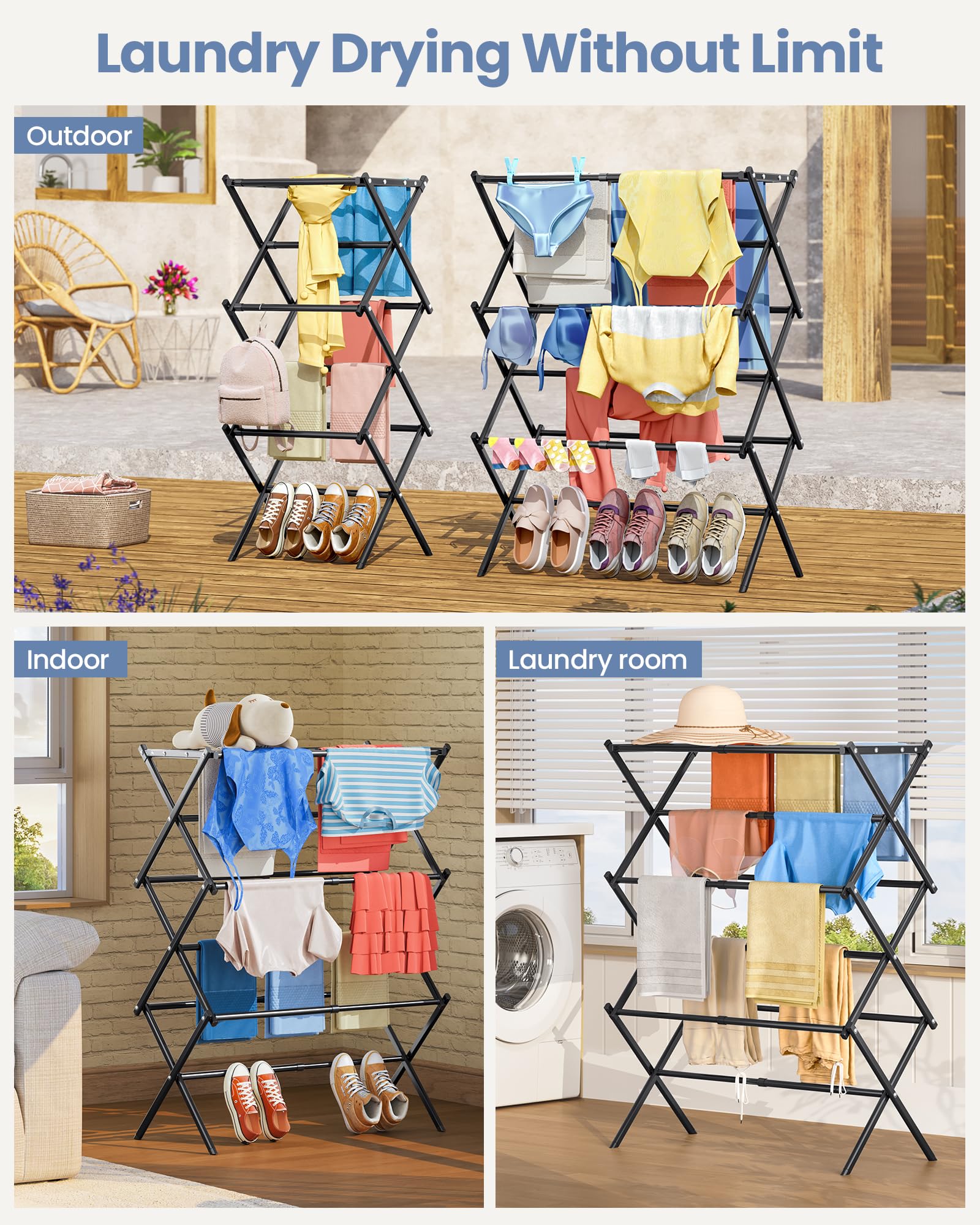 Oversize 3 Tier Clothes Drying Rack