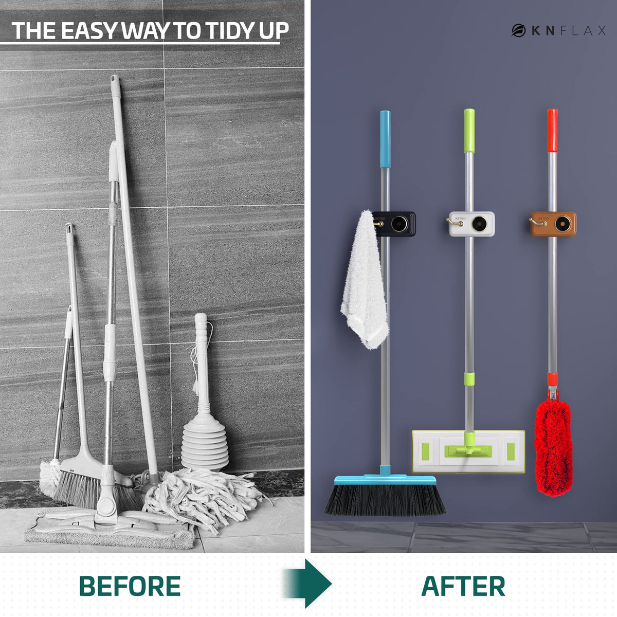 Broom Holder Wall Mount Self Adhesive Broom Gripper