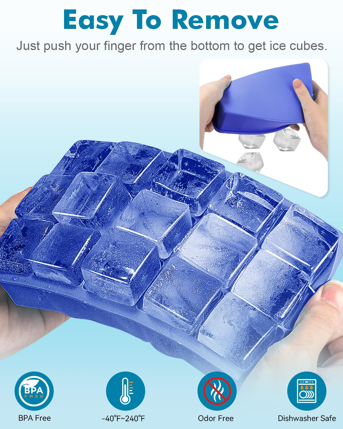 2 Pack Silicone Ice Cube Trays for Cocktail (8 Ounce)