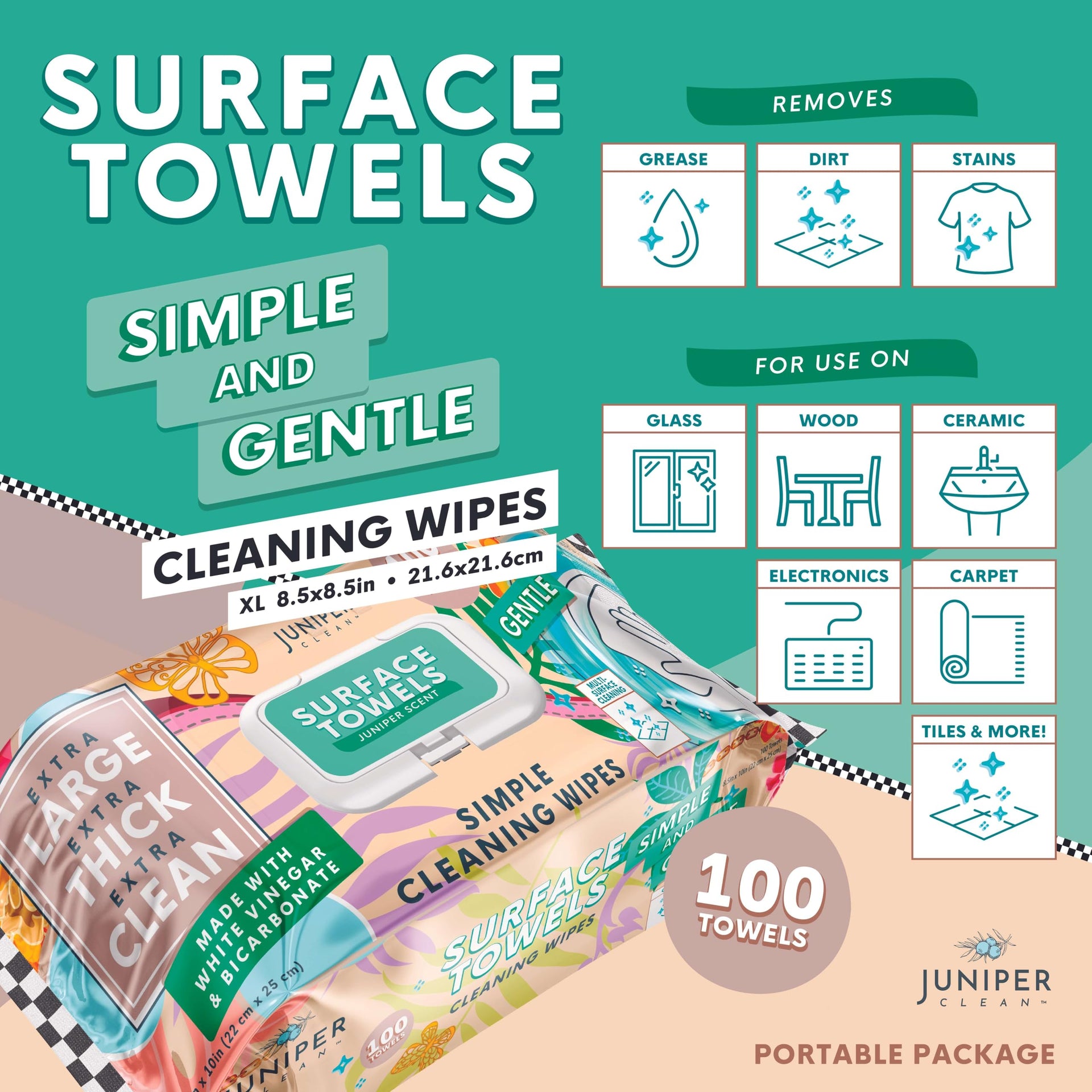6 Packs Surface Cleaning Wipes Bleach Free (600 Count)