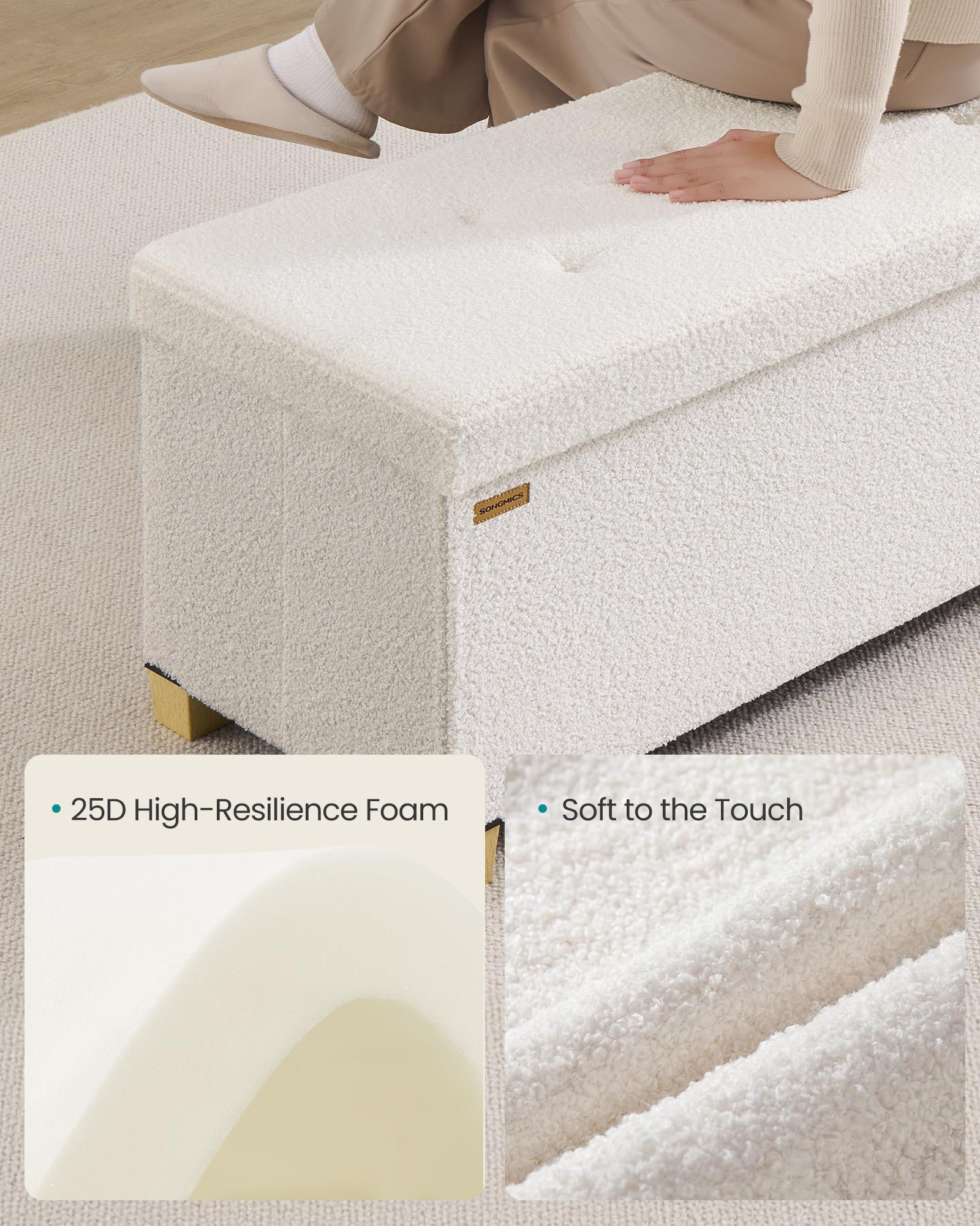 Storage Ottoman Bench with Legs
