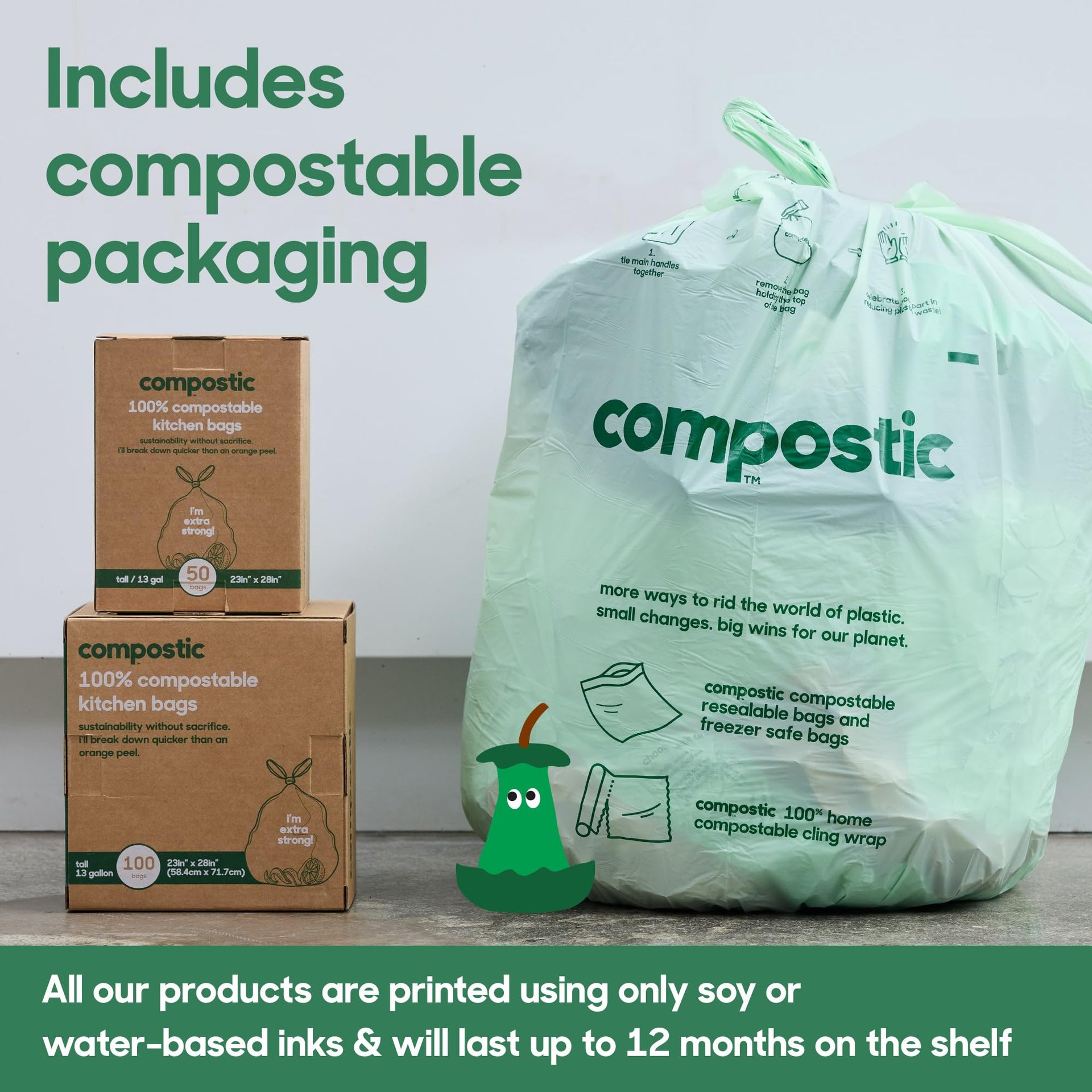 Compostable Trash Bags (50 Count)
