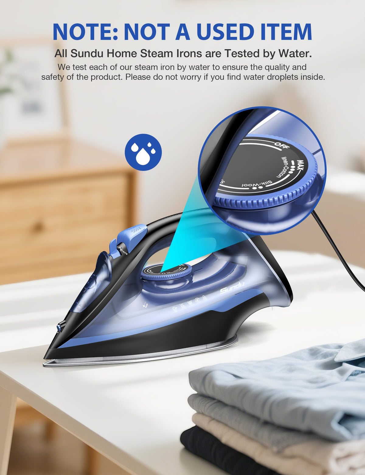 Steam Iron for Clothes with Rapid Heating Ceramic Coated Soleplate
