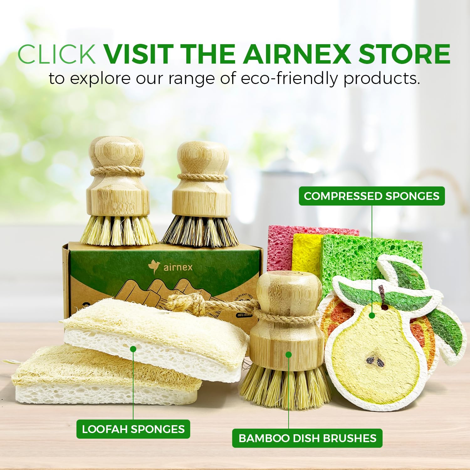 Bamboo Dish Brush Set of 3 (3 Count)