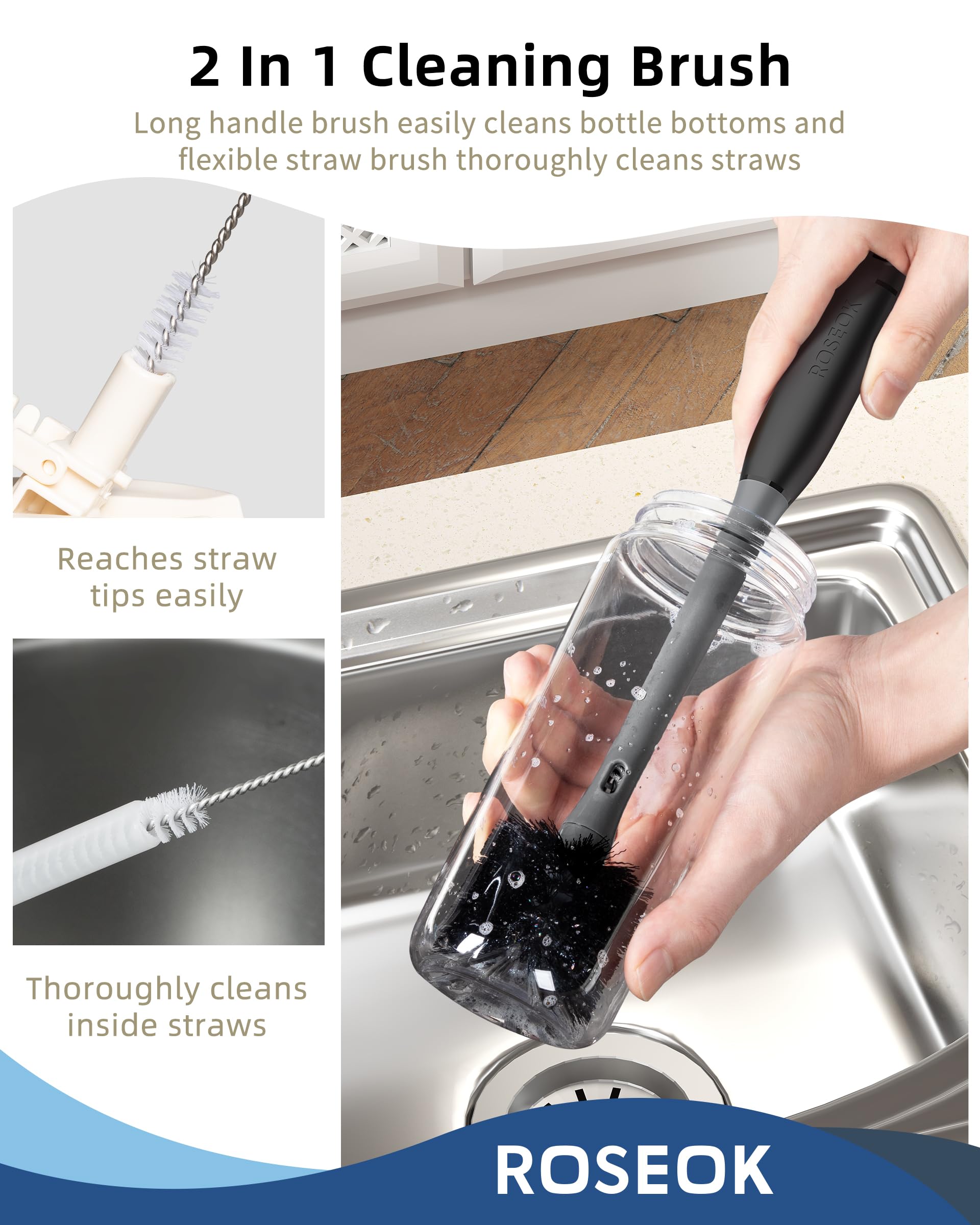2 in 1 Bottle Brush with Straw Cleaner Brush