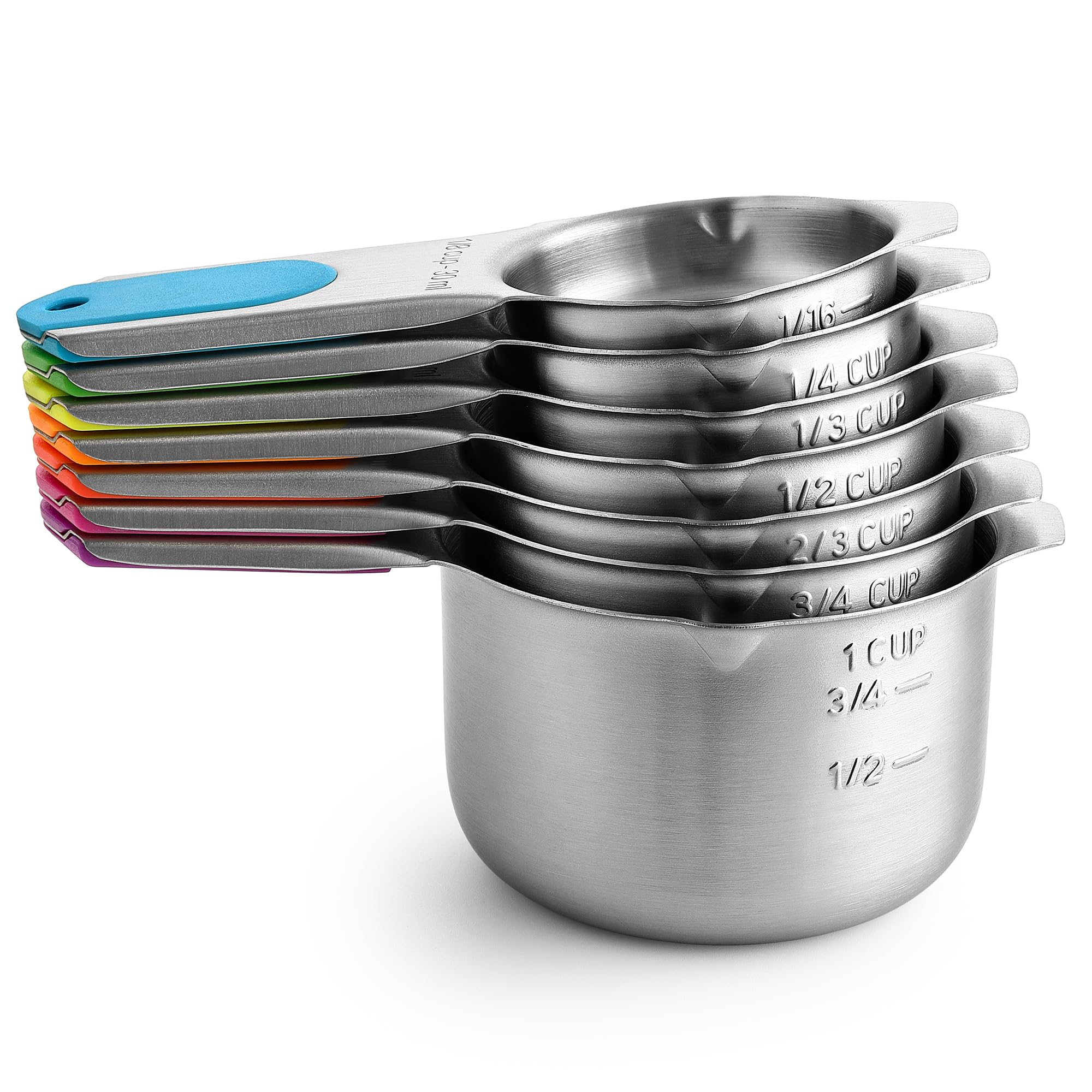Magnetic Stainless Steel Measuring Cups Set of 7 Patented (7 Count)
