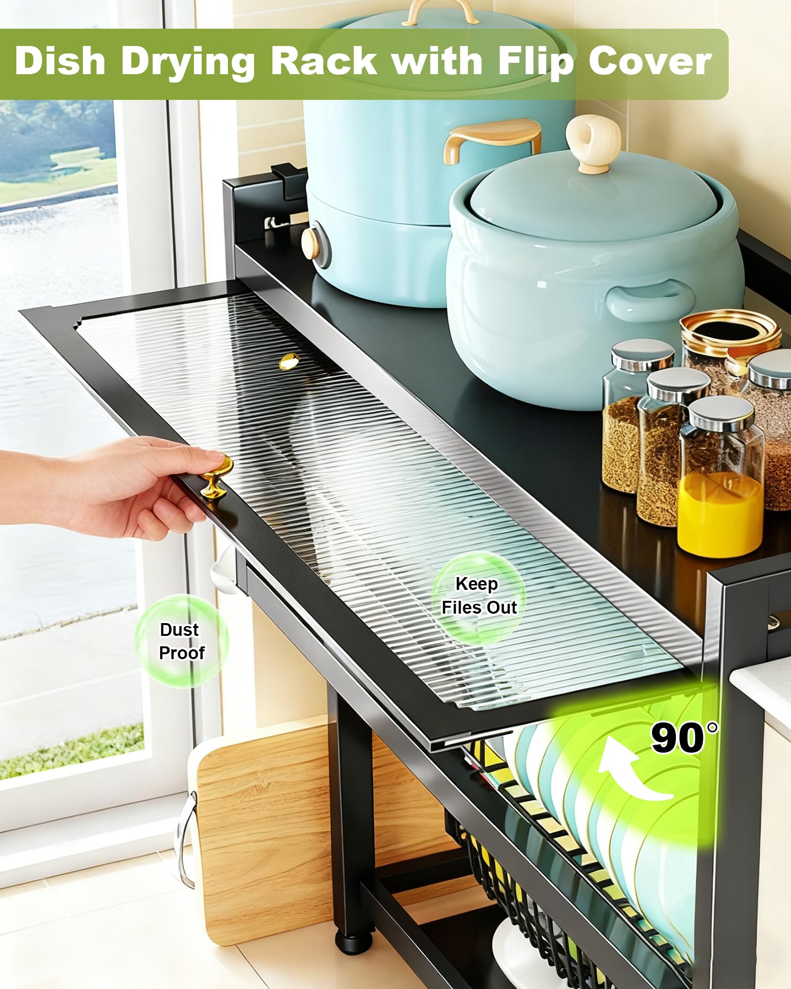 Over the Sink Dish Drying Rack with Cover 2