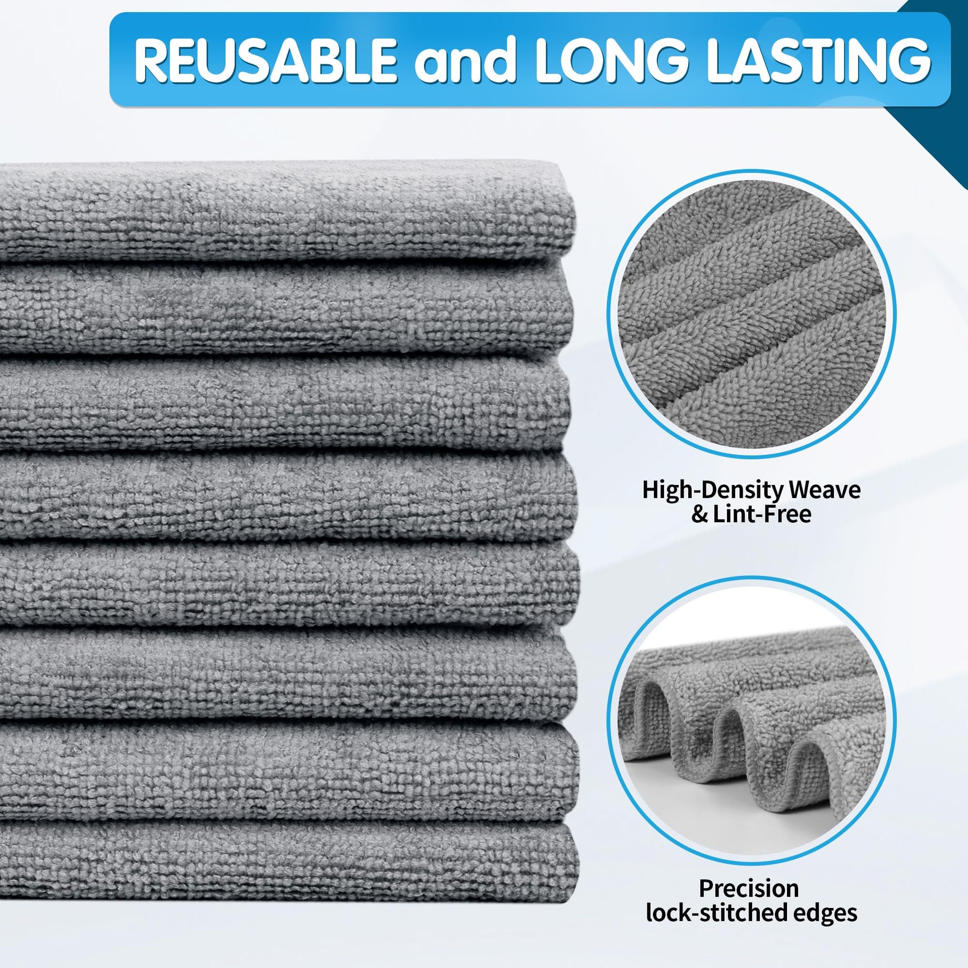 Grey Microfiber Cleaning Cloth (8 Count)