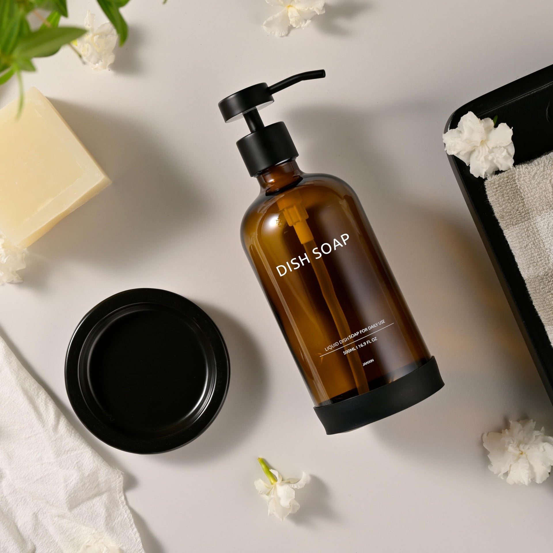 Glass Soap Dispenser Bathroom Set by Janxin