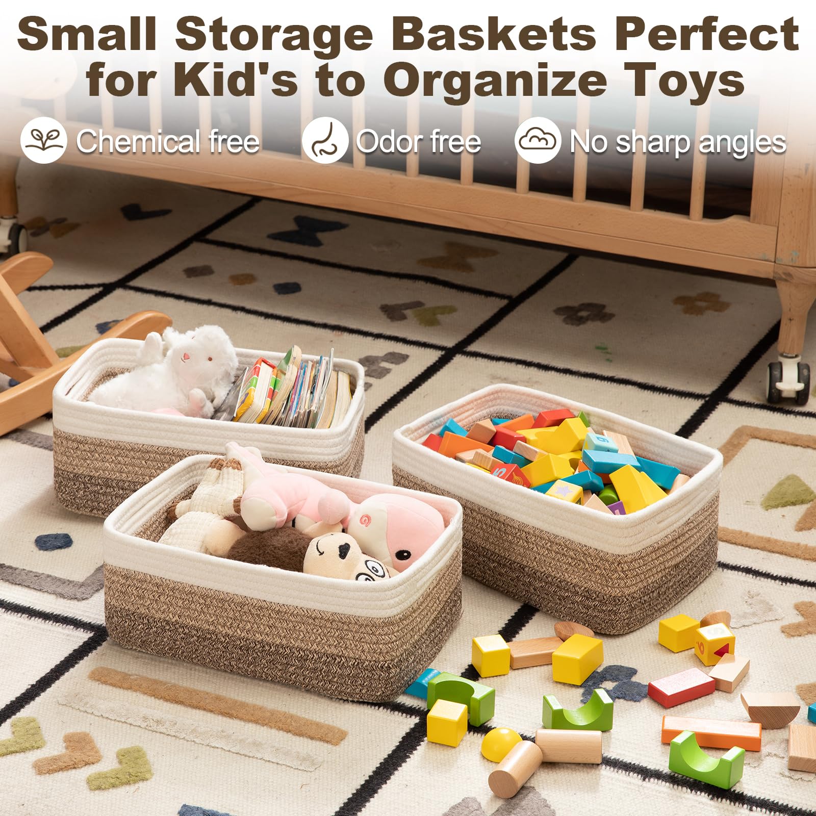 3 Pack Small Storage Baskets for Organizing (3 Count)