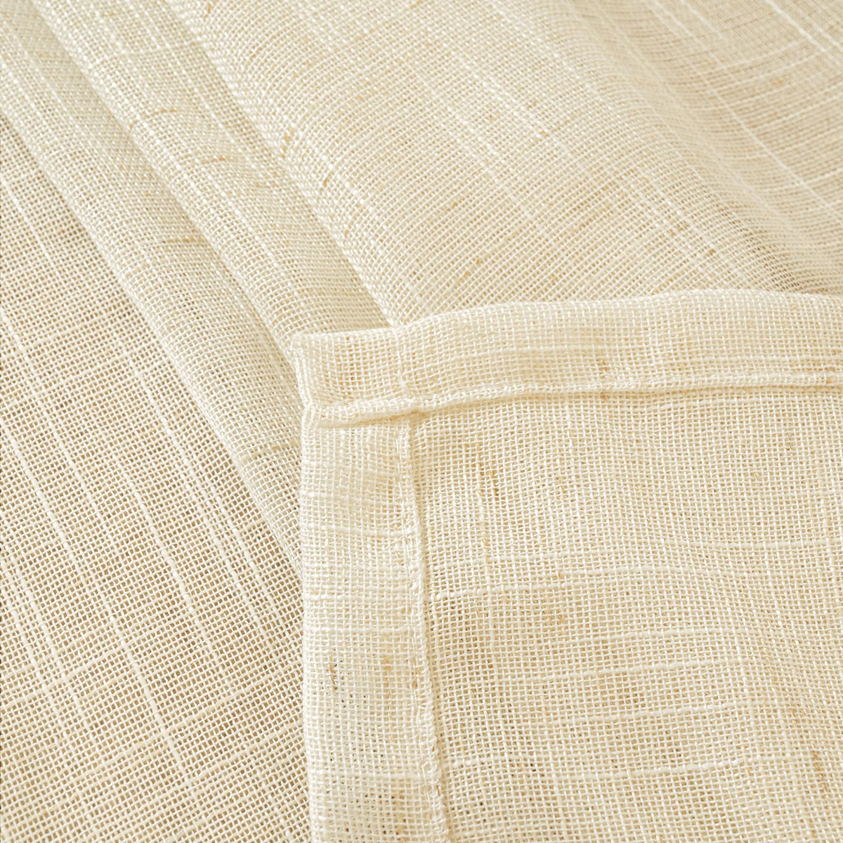 Beige Cream Linen Semi Sheer Curtains 45 Inch Length 2 Panels (2 Count)
