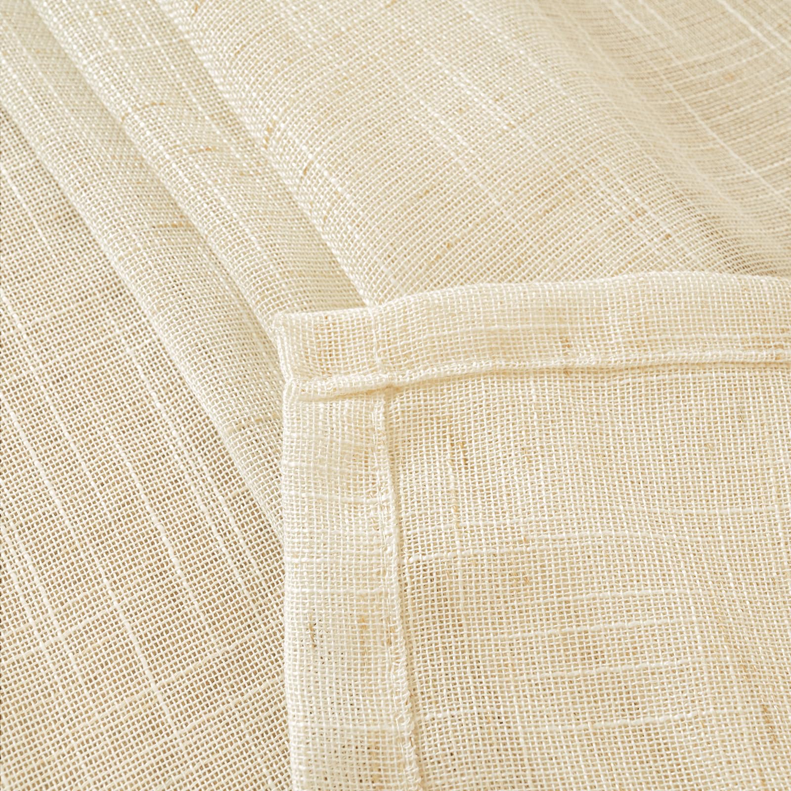 Linen Semi Sheer Curtains 48 Inch Length for Living Room Window (2 Count)
