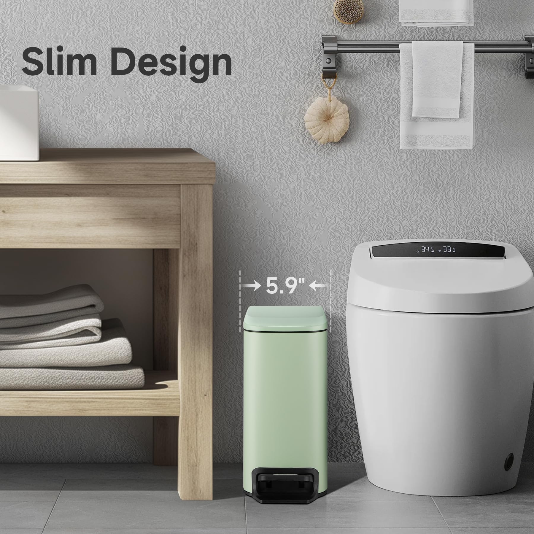 Small Bathroom Trash Can with Lid