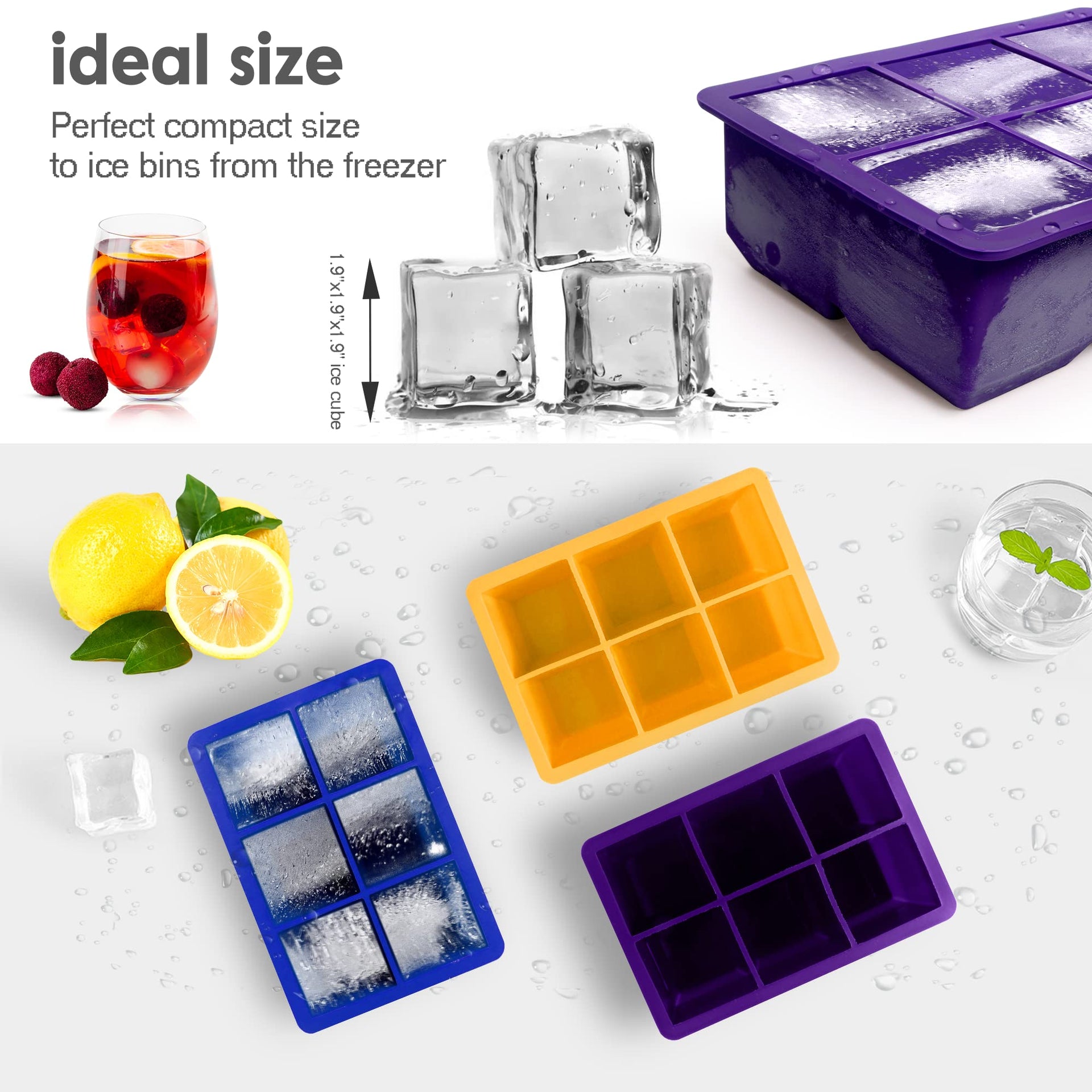 Silicone Ice Cube Trays 3 Pack (3 Count)