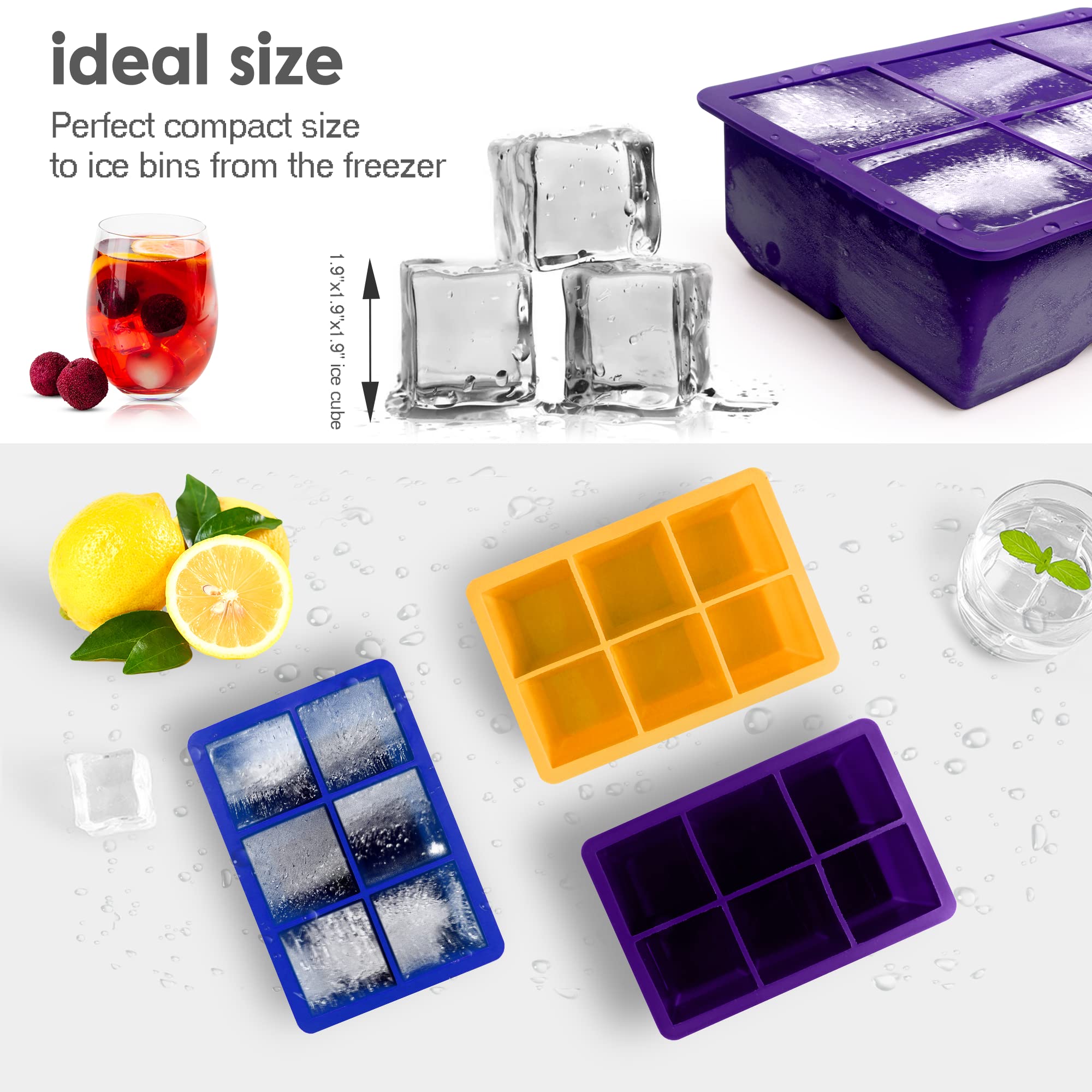 Silicone Ice Cube Trays 3 Pack (3 Count)