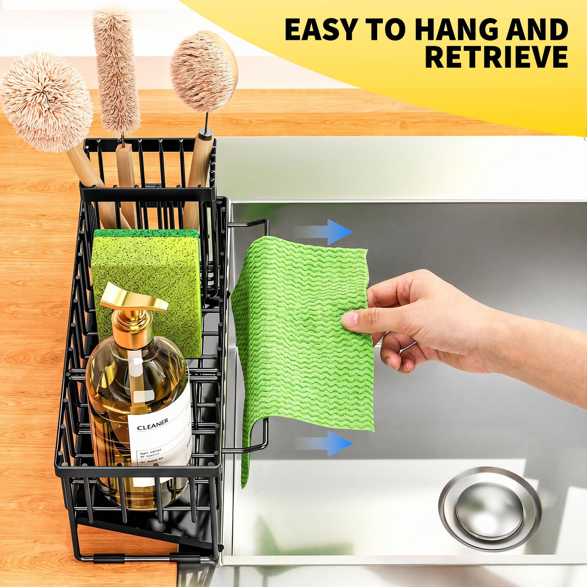 Kitchen Sink Caddy Organizer with High Brush Holder
