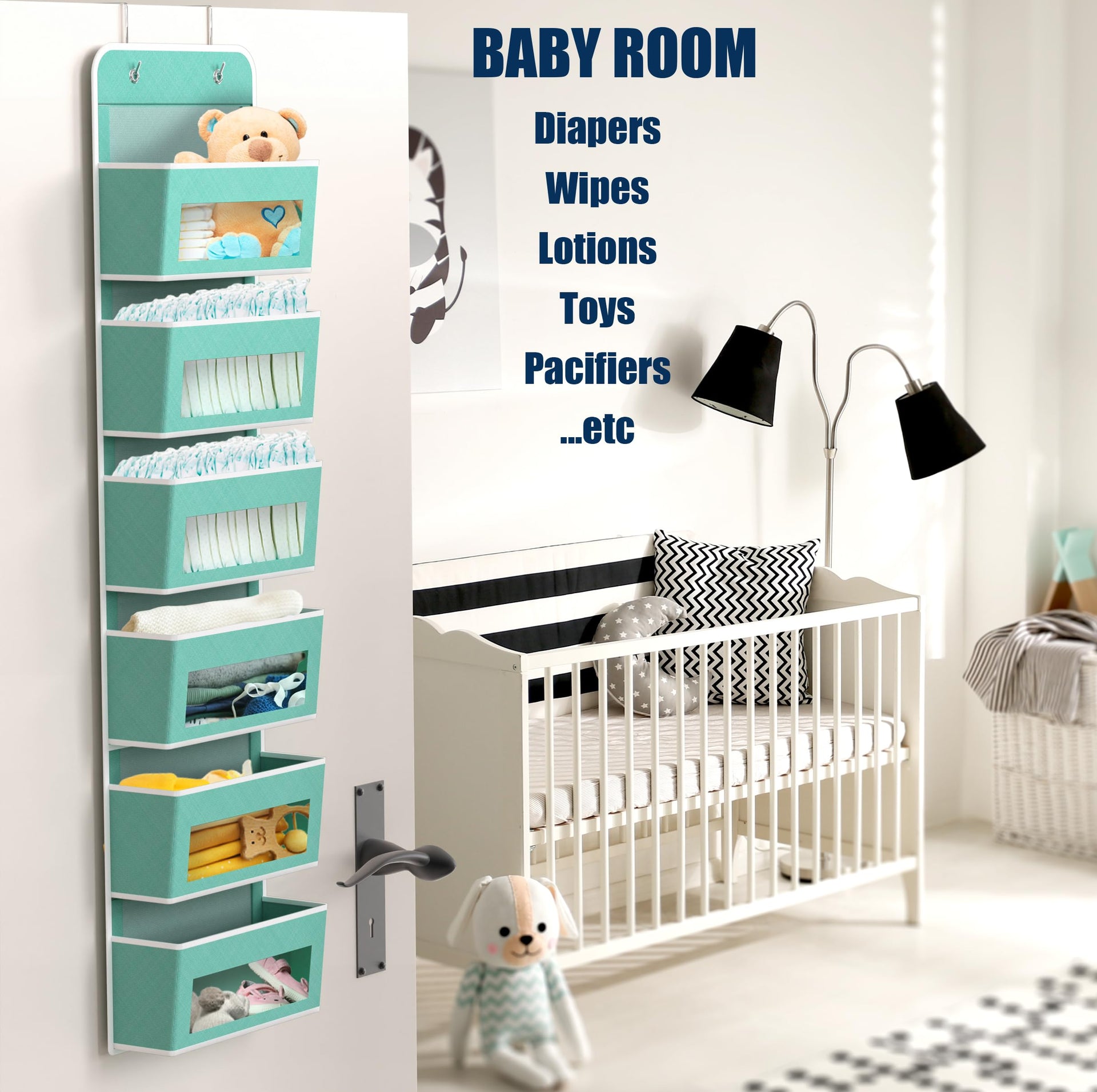 6 Clear Pocket Over Door Hanging Organizer