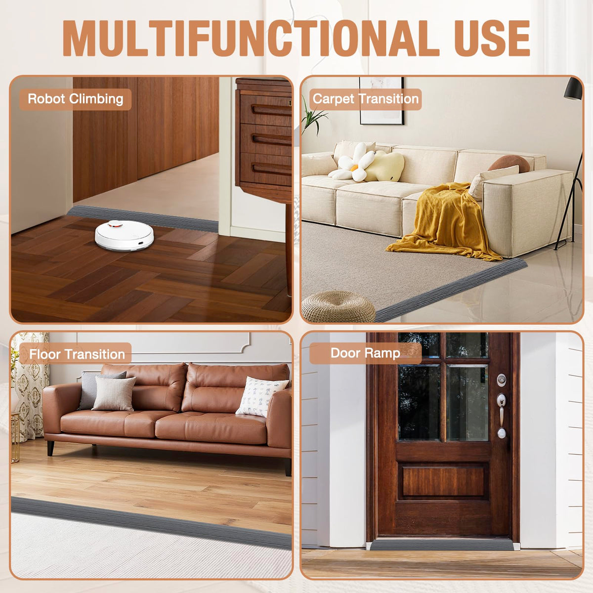 Floor Transition Strip Self Adhesive Vinyl Door Threshold Strip (3.3 Foot)