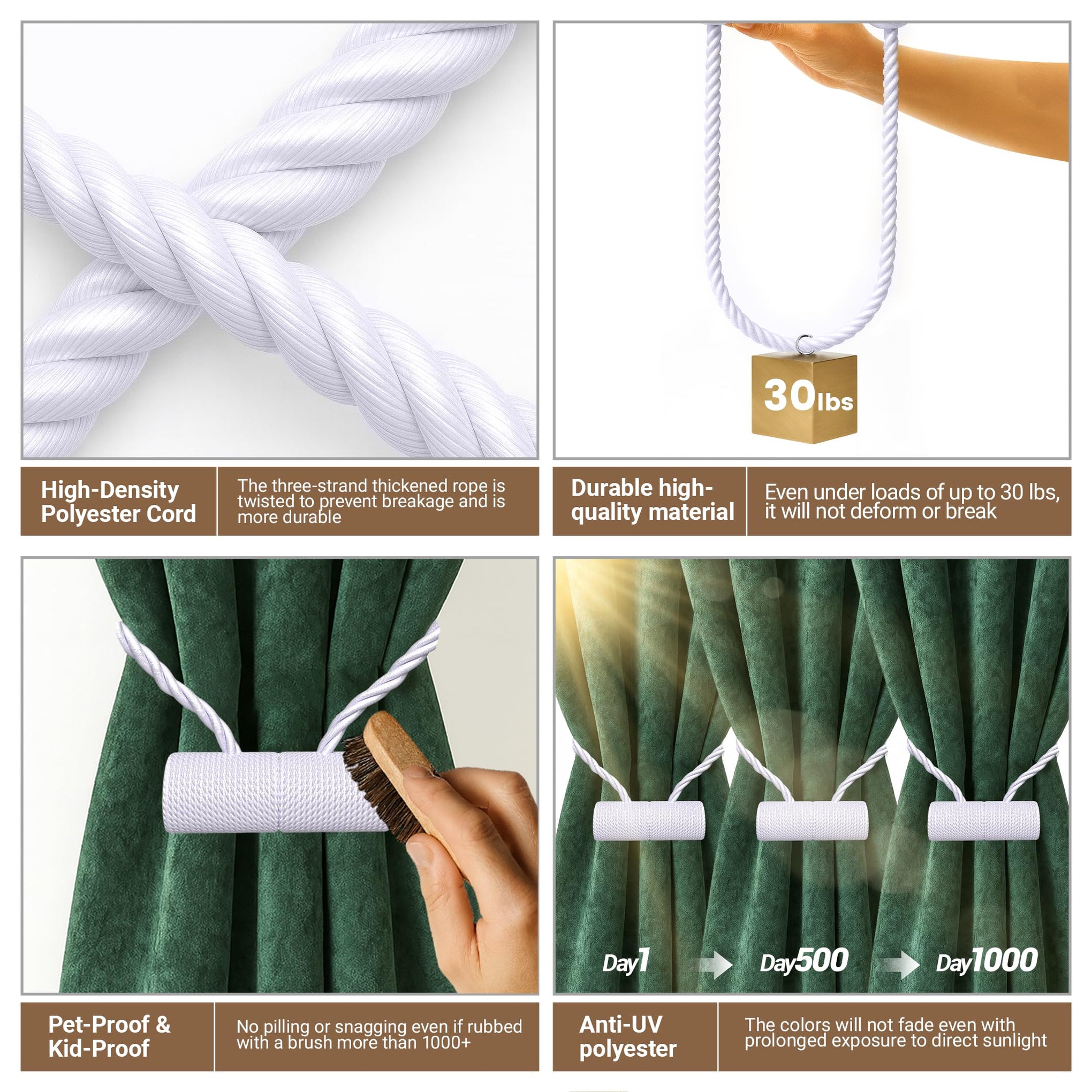 Magnetic Curtain Tiebacks White 2pcs (2 Count)