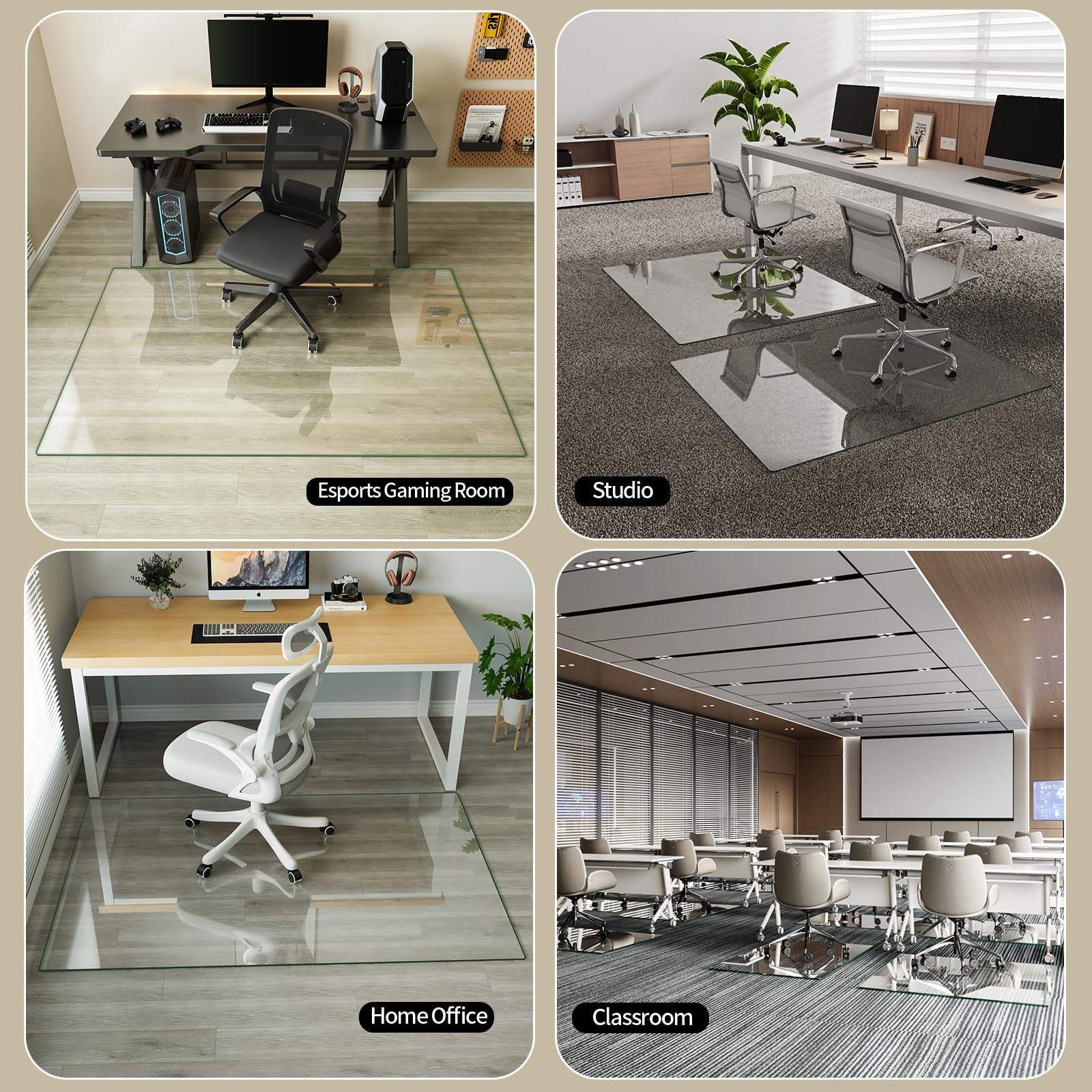 36" x 55" Office Chair Mat for Hardwood Floors & Carpets