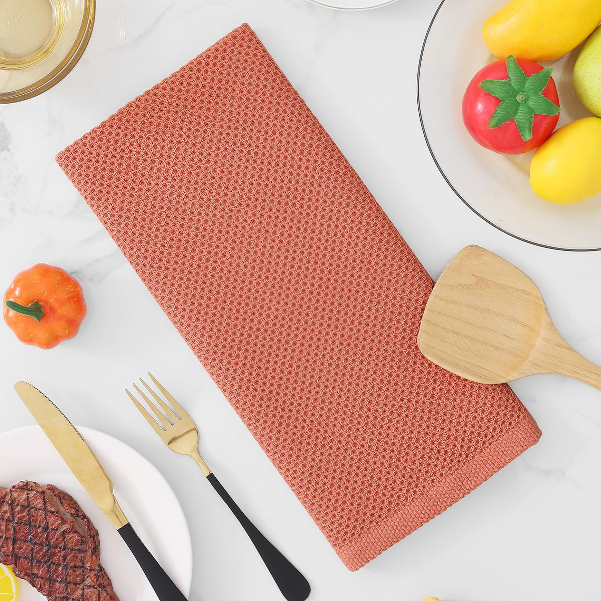 100% Cotton Waffle Weave Kitchen Dish Towels 6 (6 Count)