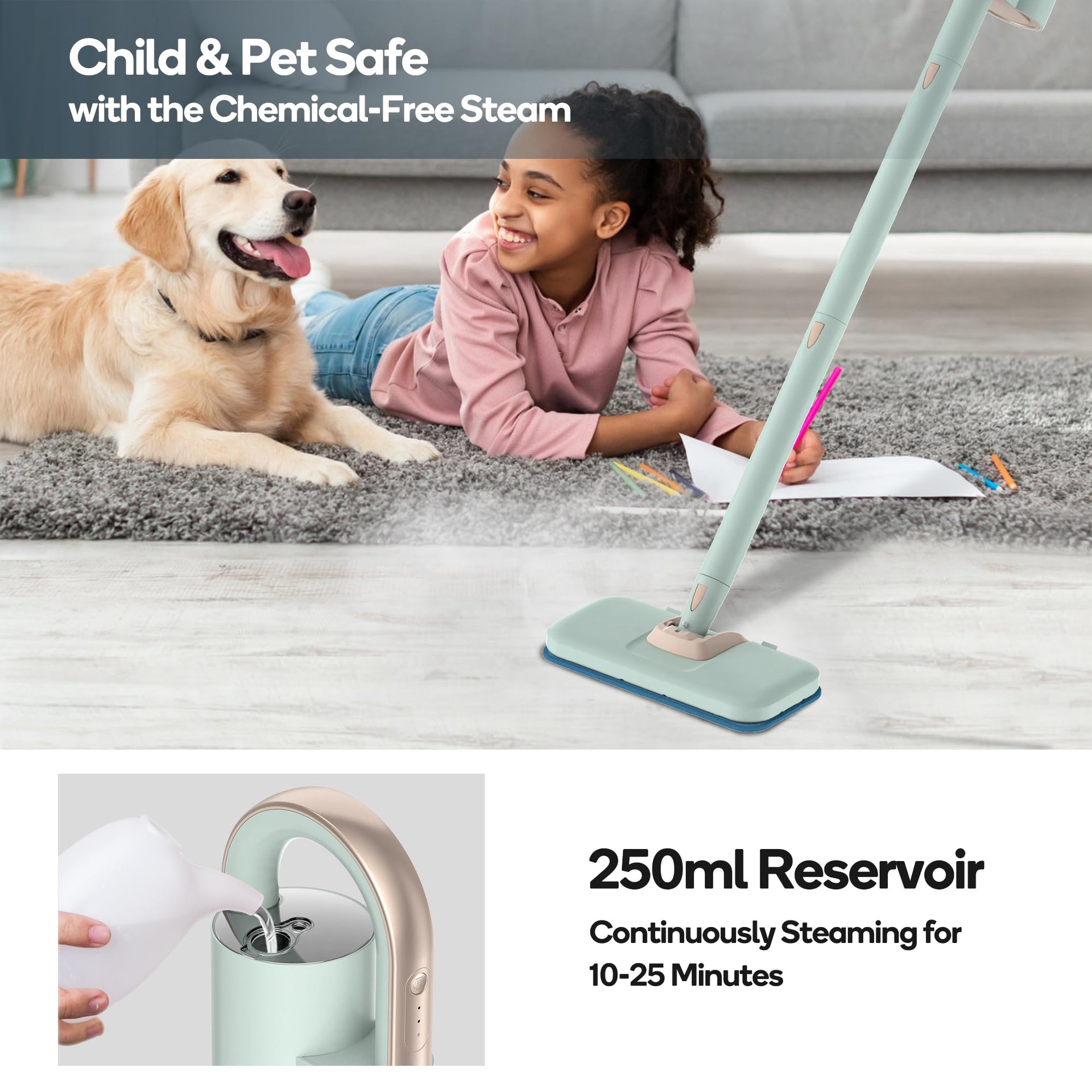 Steam Mop & Detachable Handheld Cleaner
