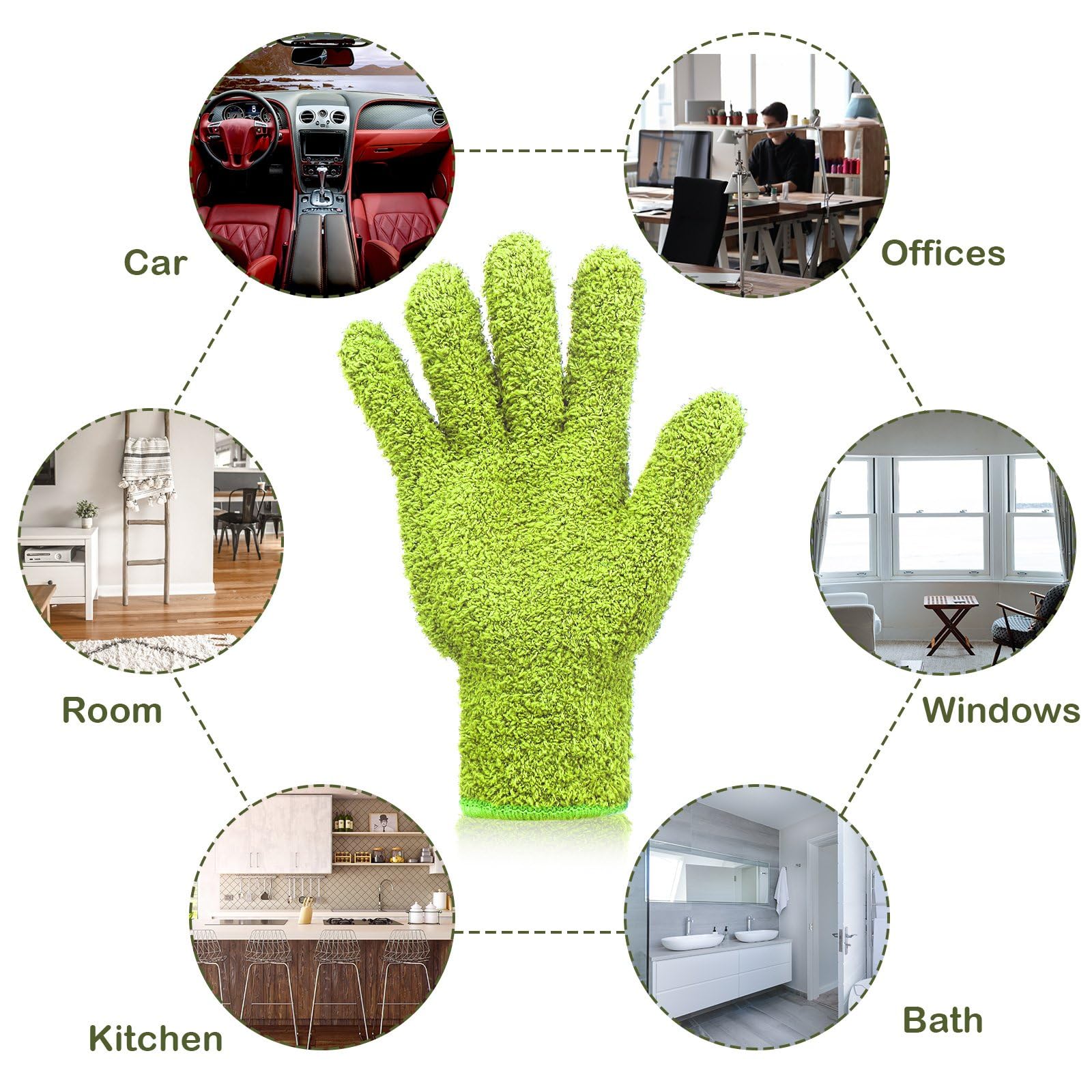 2 Pairs Microfiber Gloves for plants Dusting Cleaning Glove Mittens House Cars Blinds Dusting