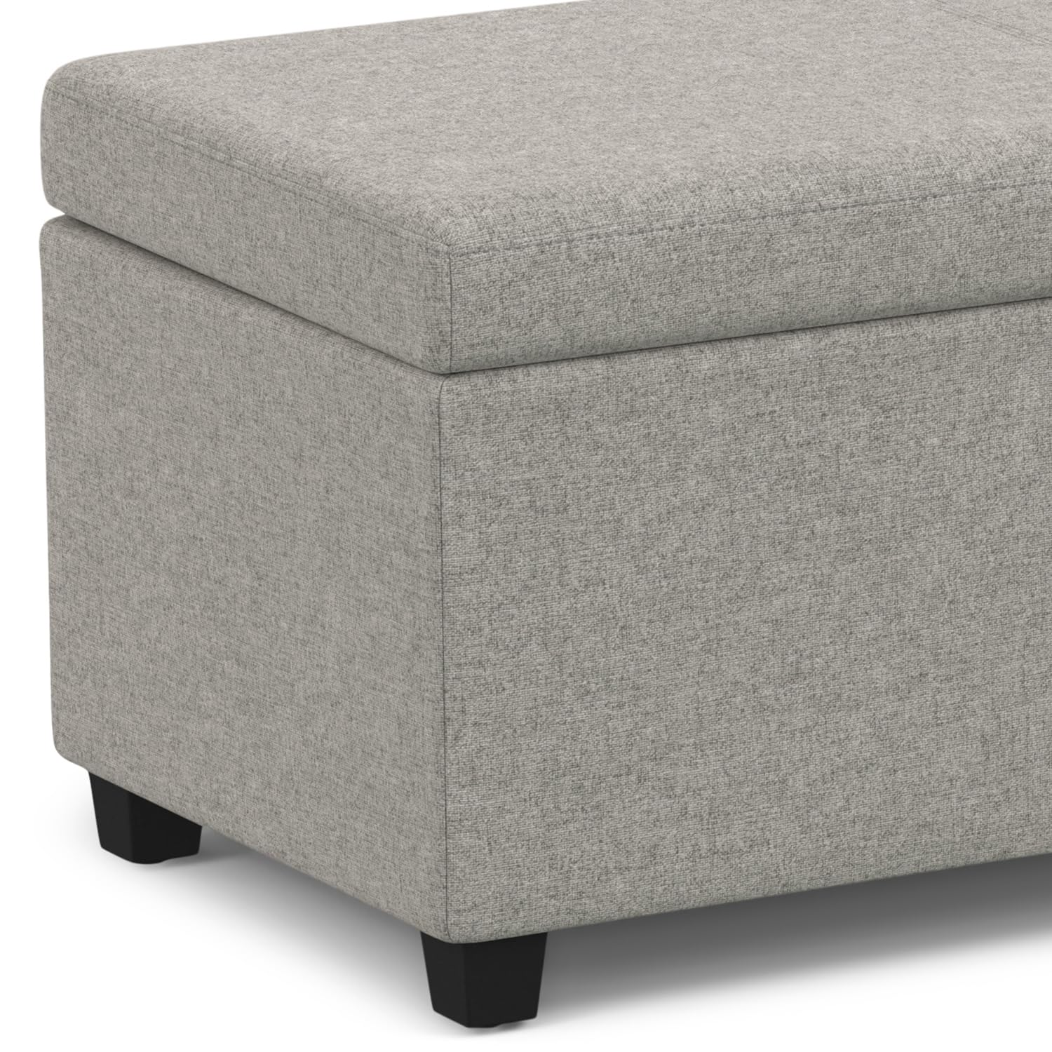 Avalon 54" Wide Vegan Leather Storage Ottoman in Midnight Black