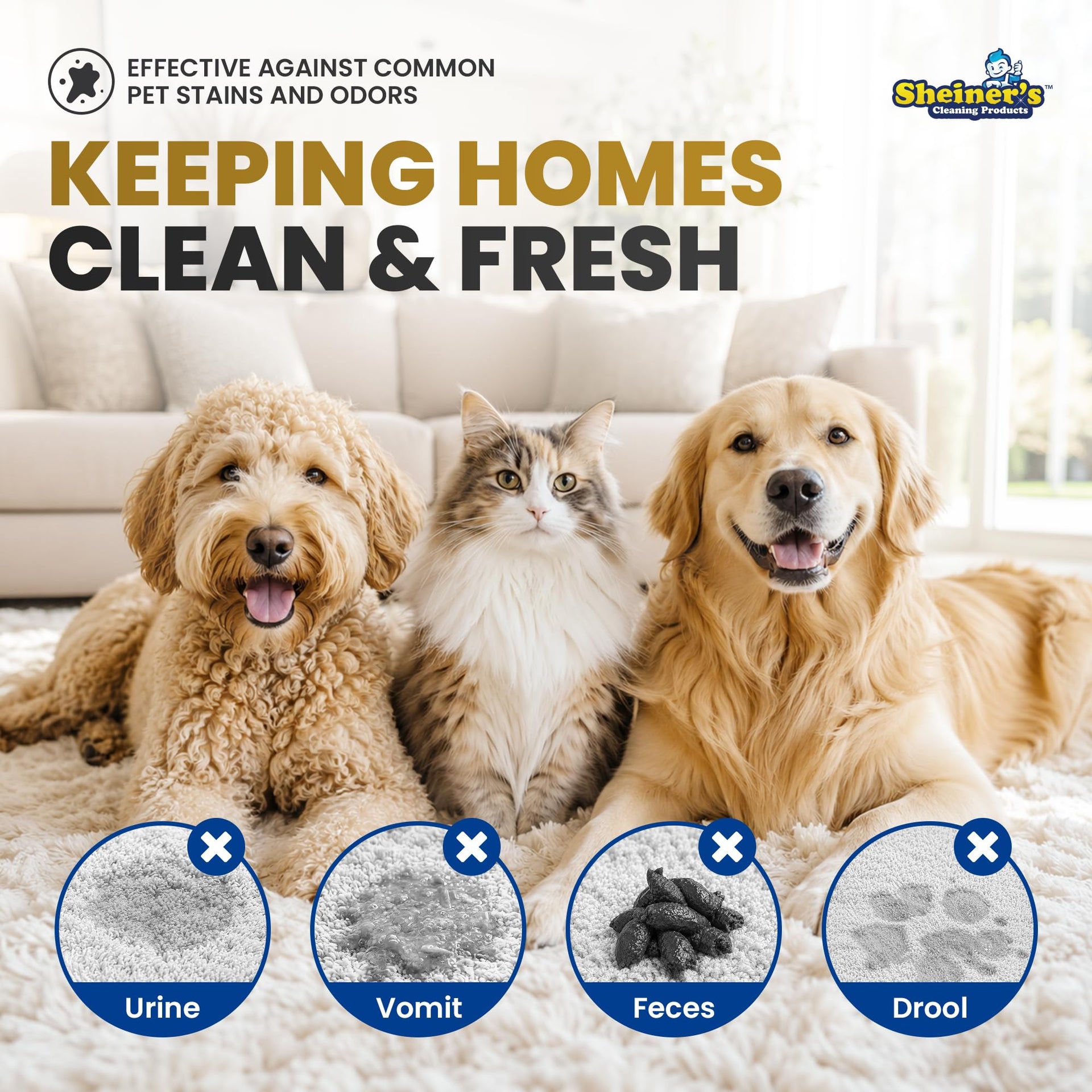 Pet Urine Enzyme Cleaner & Pet Stain & Odor Remover (128 Fl Oz)