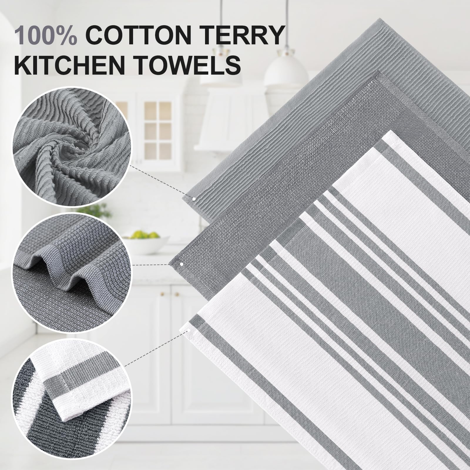 Cotton 380 GSM Premium Kitchen Towels (12 Count)