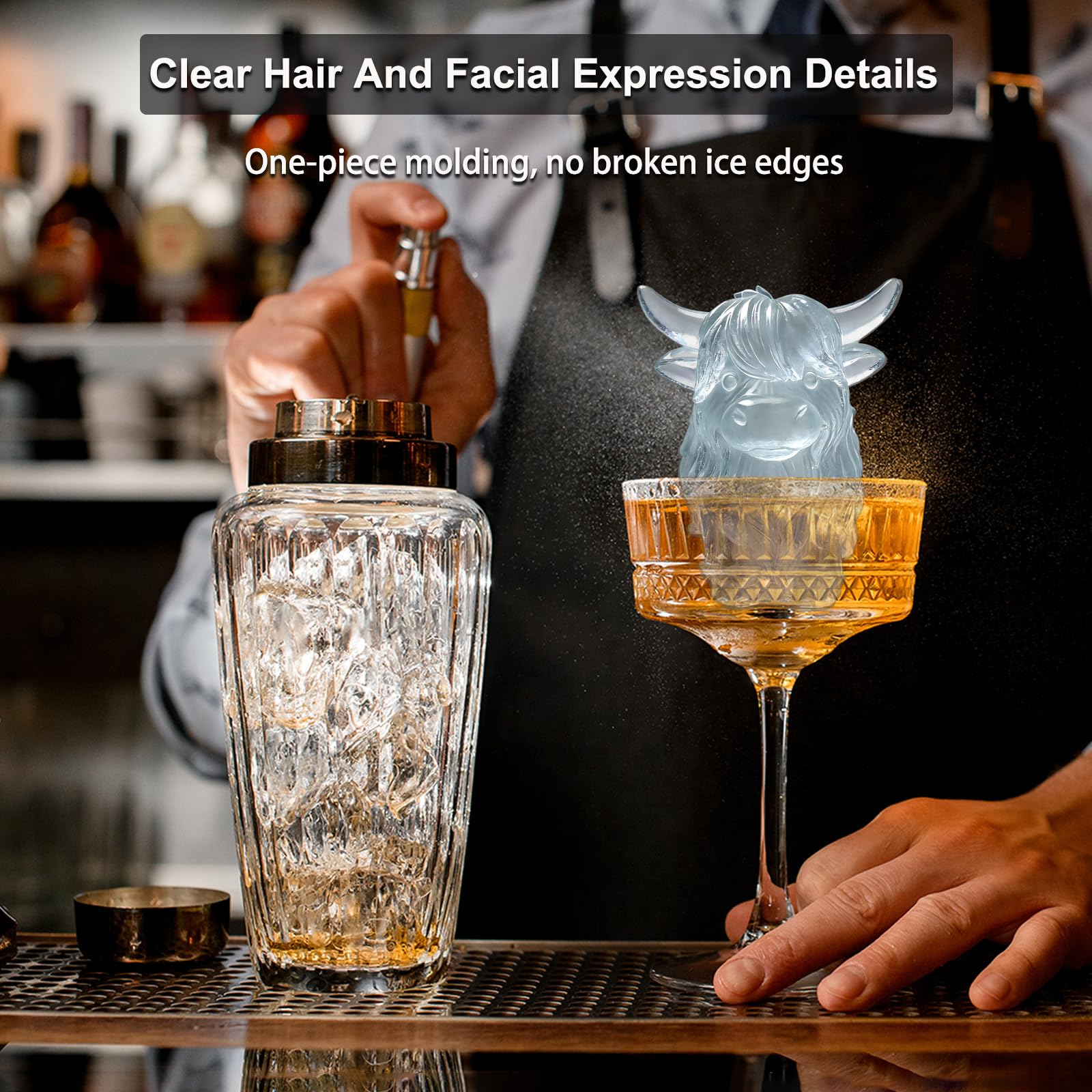 3D Highland Cow Ice Cube Silicone Molds Tray for Whiskey (2 Count)